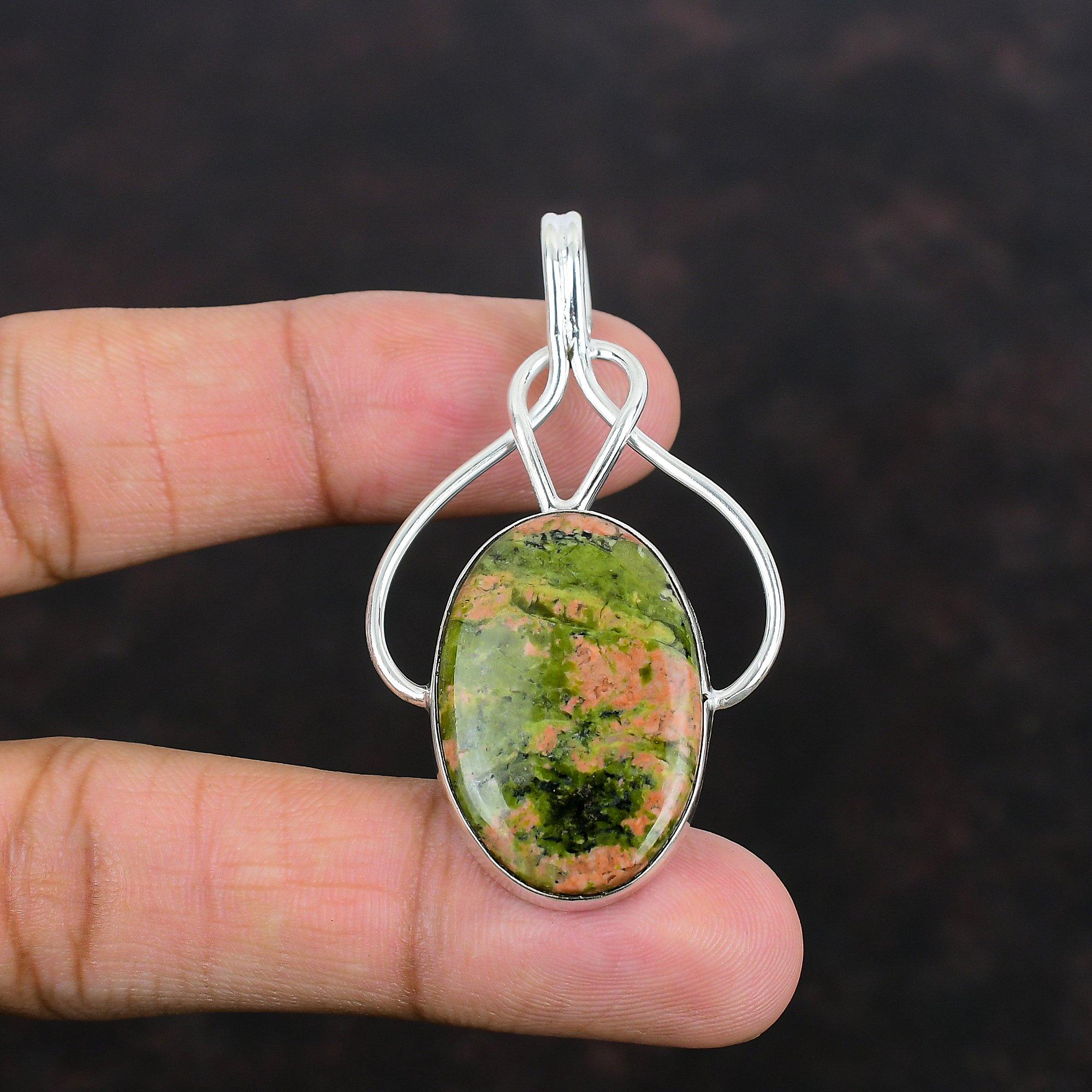 Unakite Pendant Handmade Gemstone Jewelry Elegant Pendant 925 Sterling Silver Pendant Statement Pendant Dainty Unakite Jewelry Gifts For Him