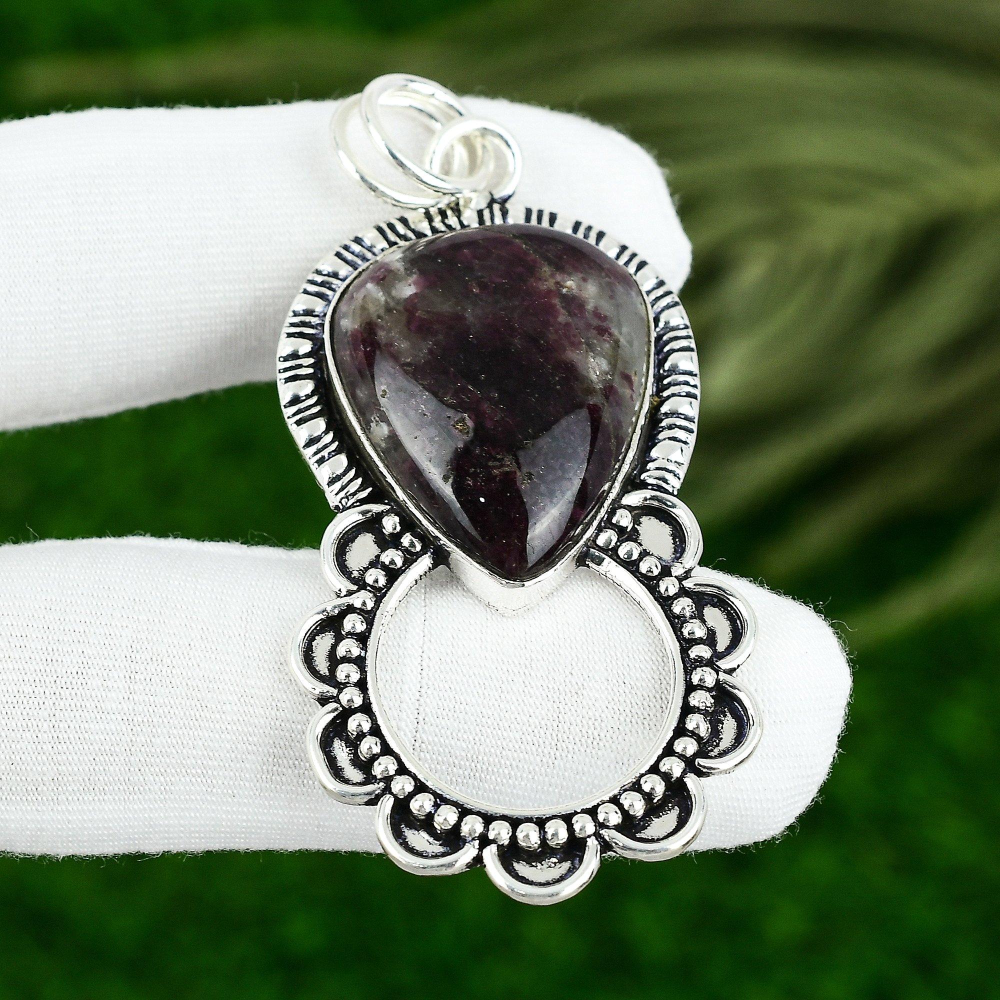 Easter Deal 925 Sterling Silver Pear Pink Tourmaline Stone Wife Pendant Jewelry