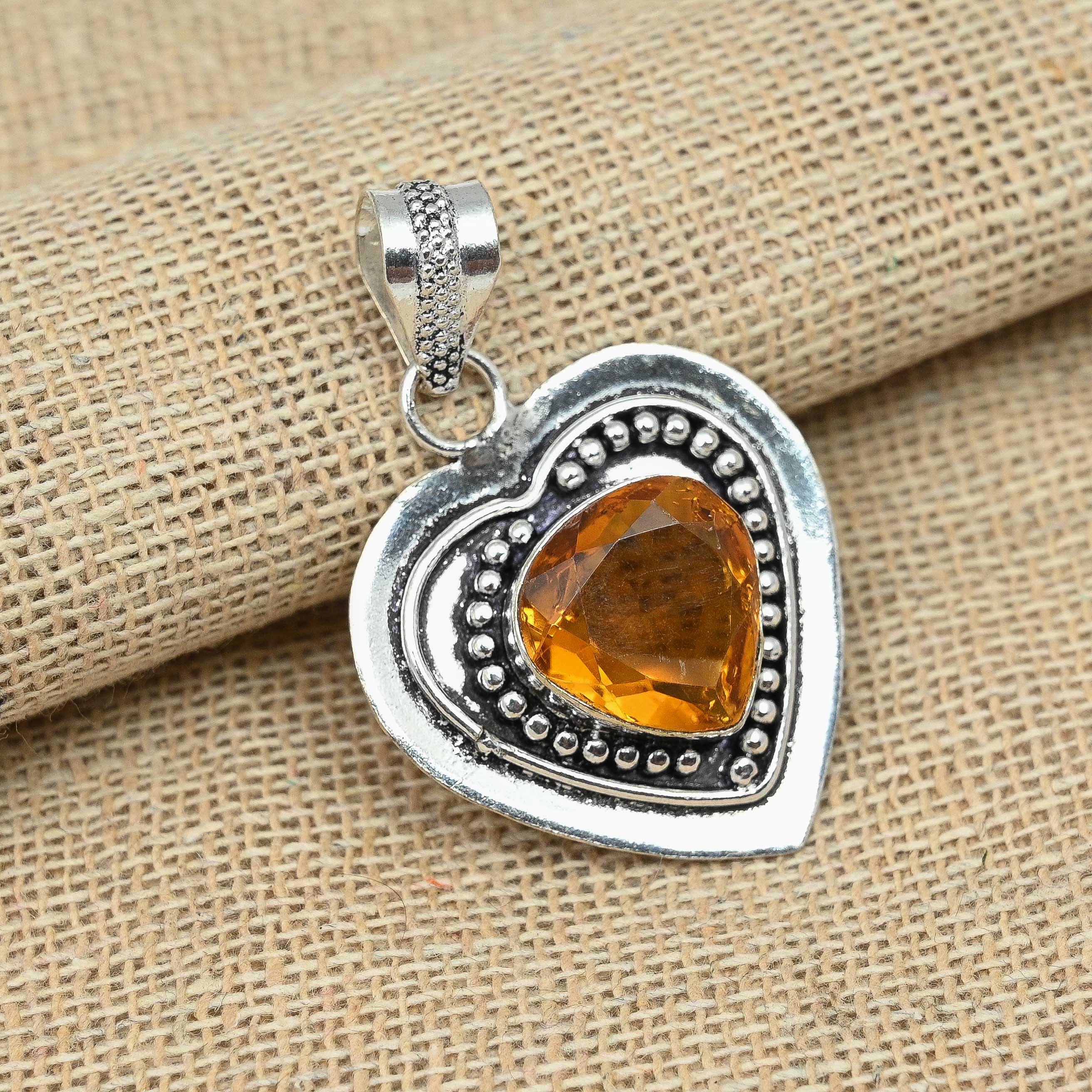 Thanksgiving Honigtopas Edelstein 925 Sterling Silber Schmuck handgefertigter Anhänger