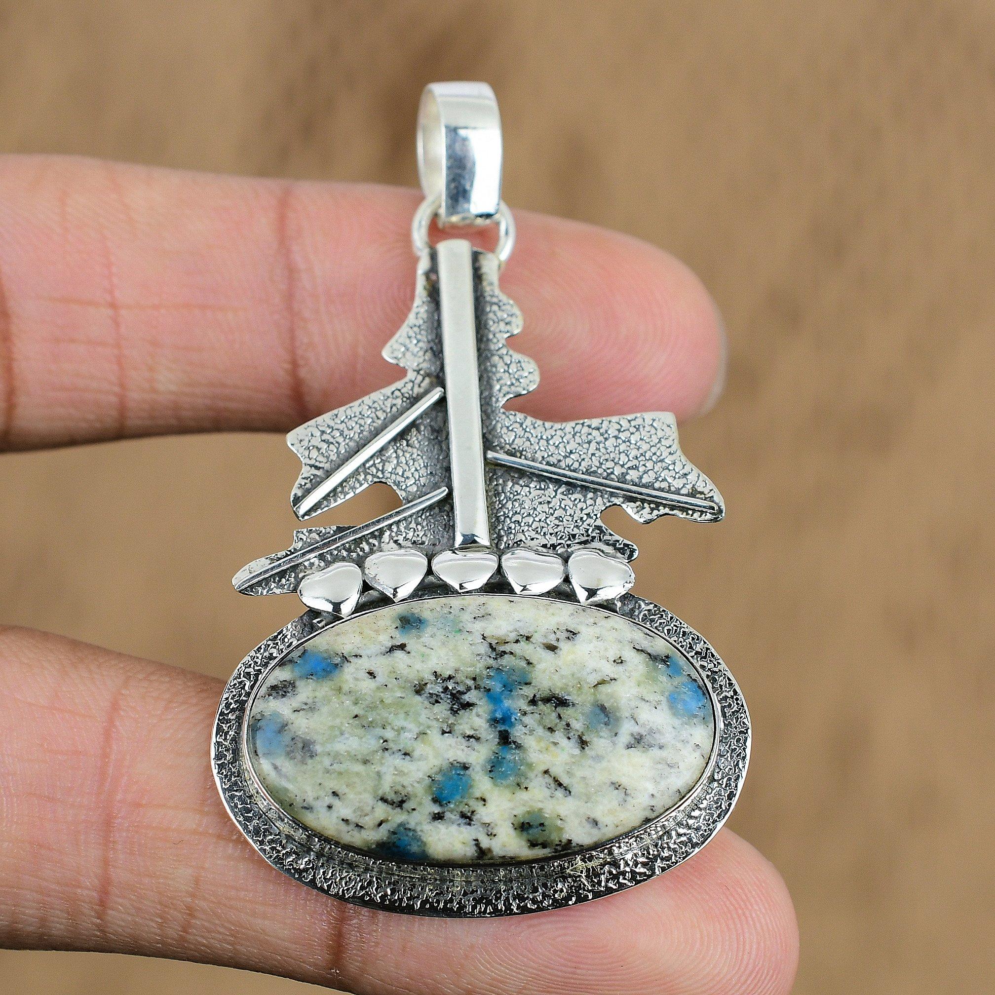 Birthday Gift For Her Natural K2 Jasper Gemstone Pendant 925 Sterling Silver