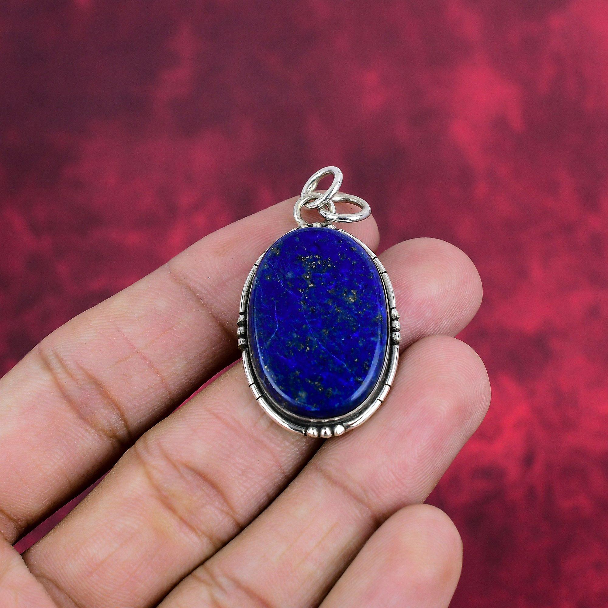 Lapis Lazuli Pendant Handmade Gemstone Jewelry, 925 Solid Sterling Silver Pendant ,Unique Design Jewelry Pendant