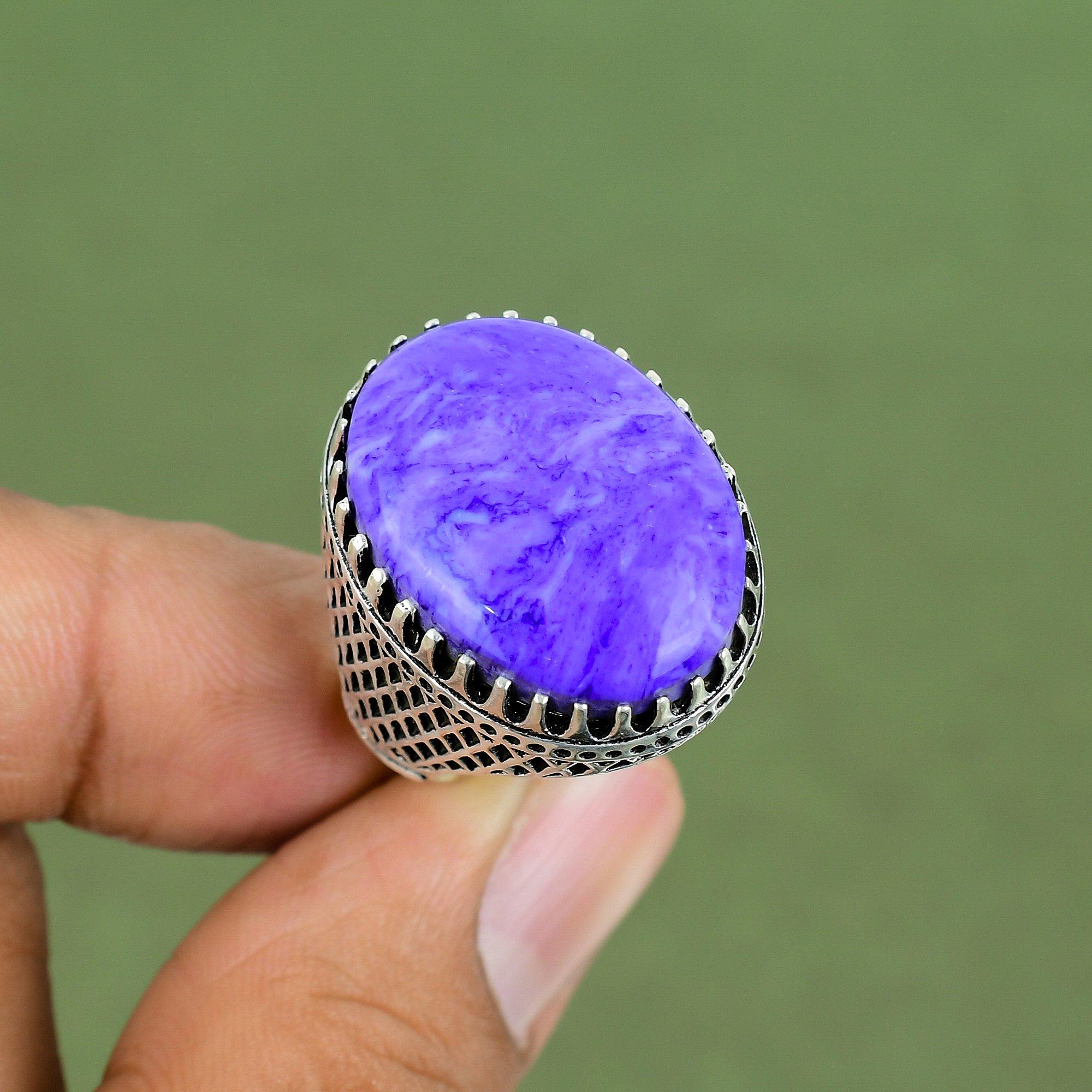 Charoite Ring 925 Sterling Silver Ring Handmade Ring Charoite Jewelry Awesome Gemstone Ring Silver Jewelry For Gifts Available In Ring Size