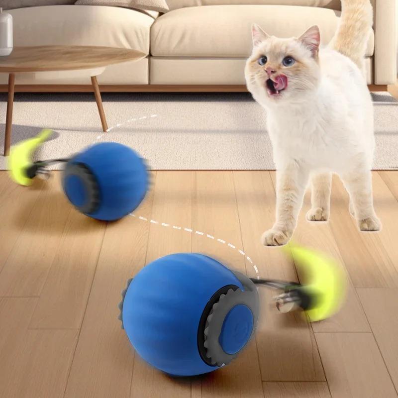 2PCSCat Interactive Ball Toys Rechargeable Smart Pet Electric Toy Dog Cat Training Imitate Mouse USB Rechargeable Rolling Chug Ball Pet Cat Toy