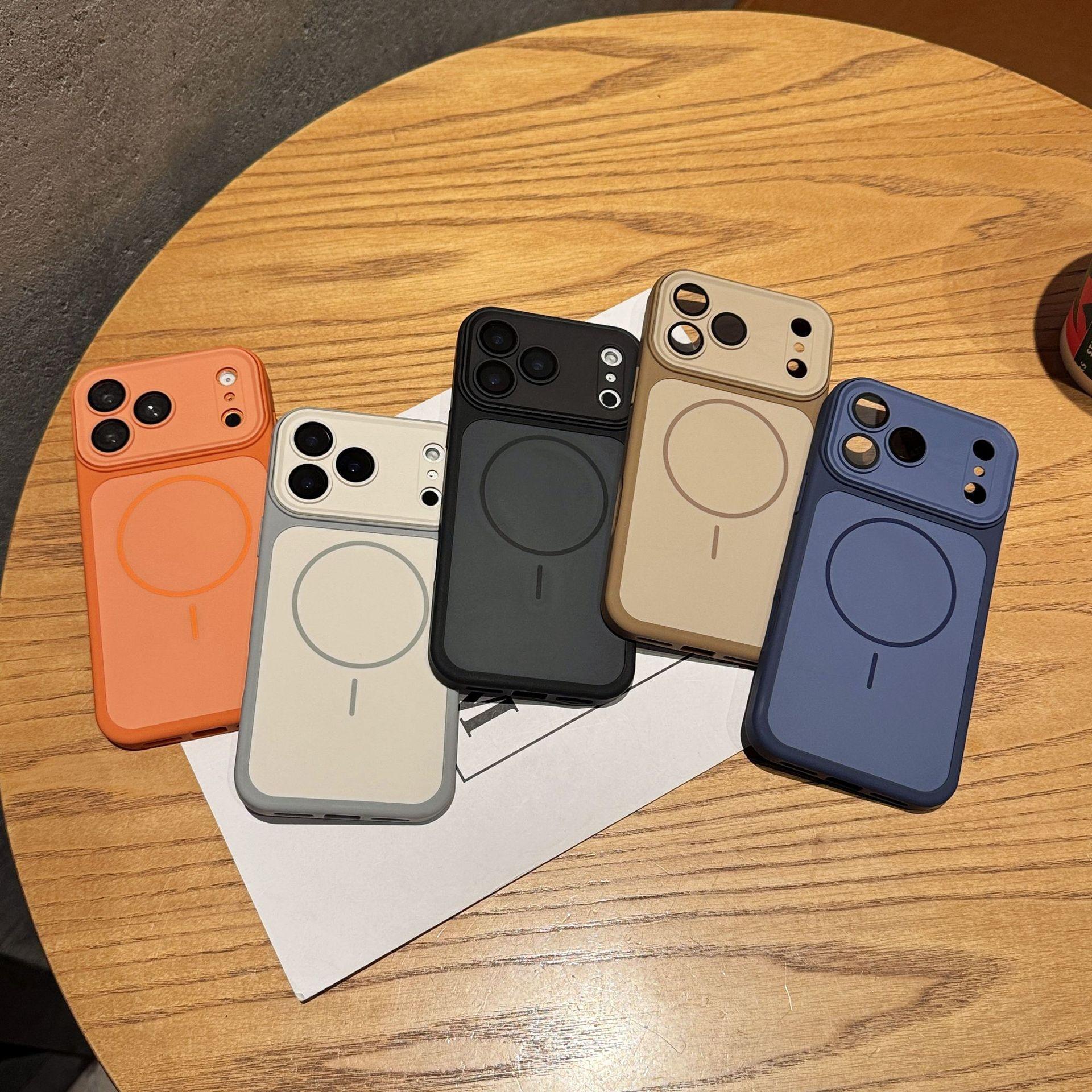 Two-Tone Skin-Feel Magnetic Phone Case with Large Camera Cutout, Shockproof Cover for IPhone 17 Pro Max / 16 Pro / 15 Pro