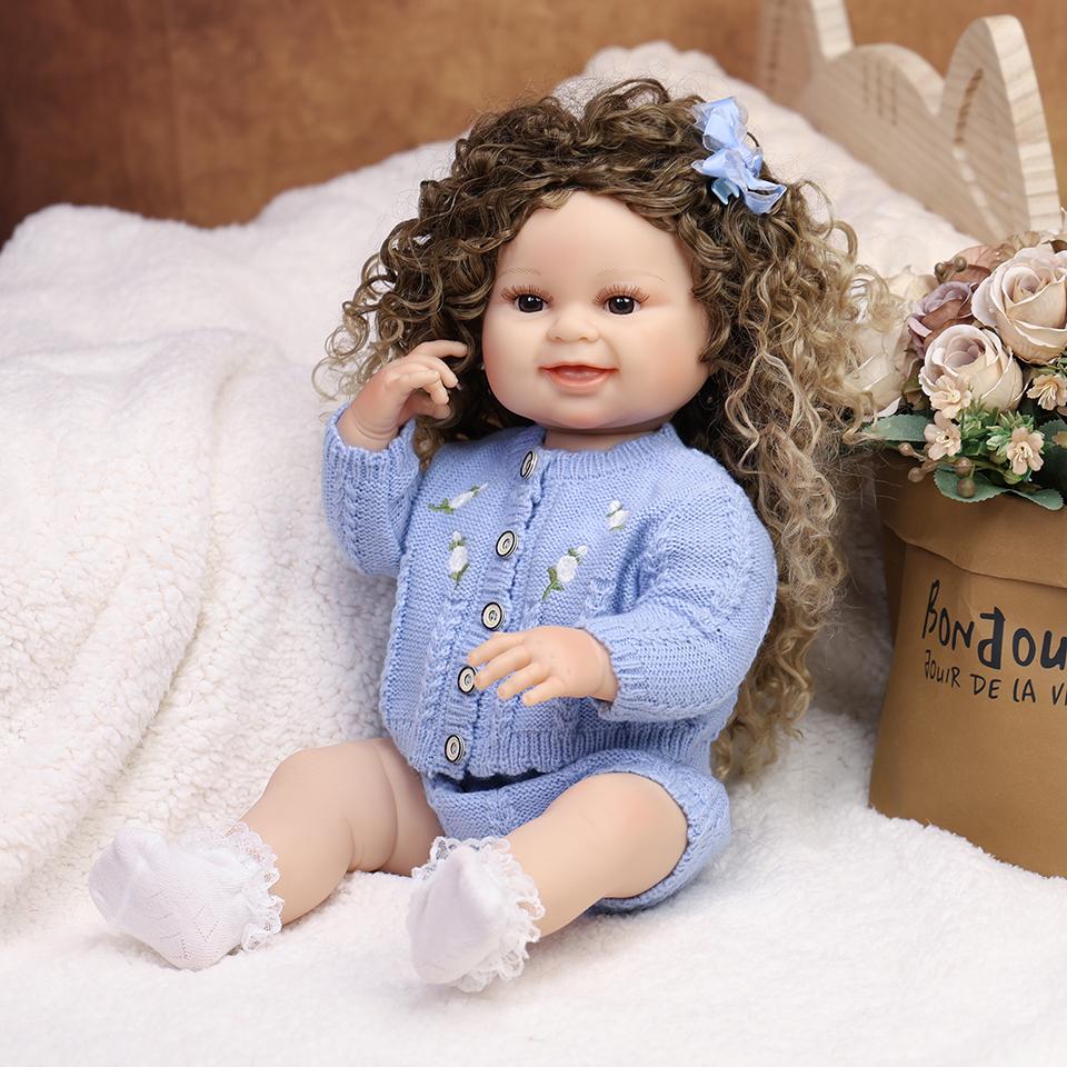 55CM Smile Reborn Baby Doll Full Silicone Vinyl Soft Touch Cute Playmates DIY Toy For Children