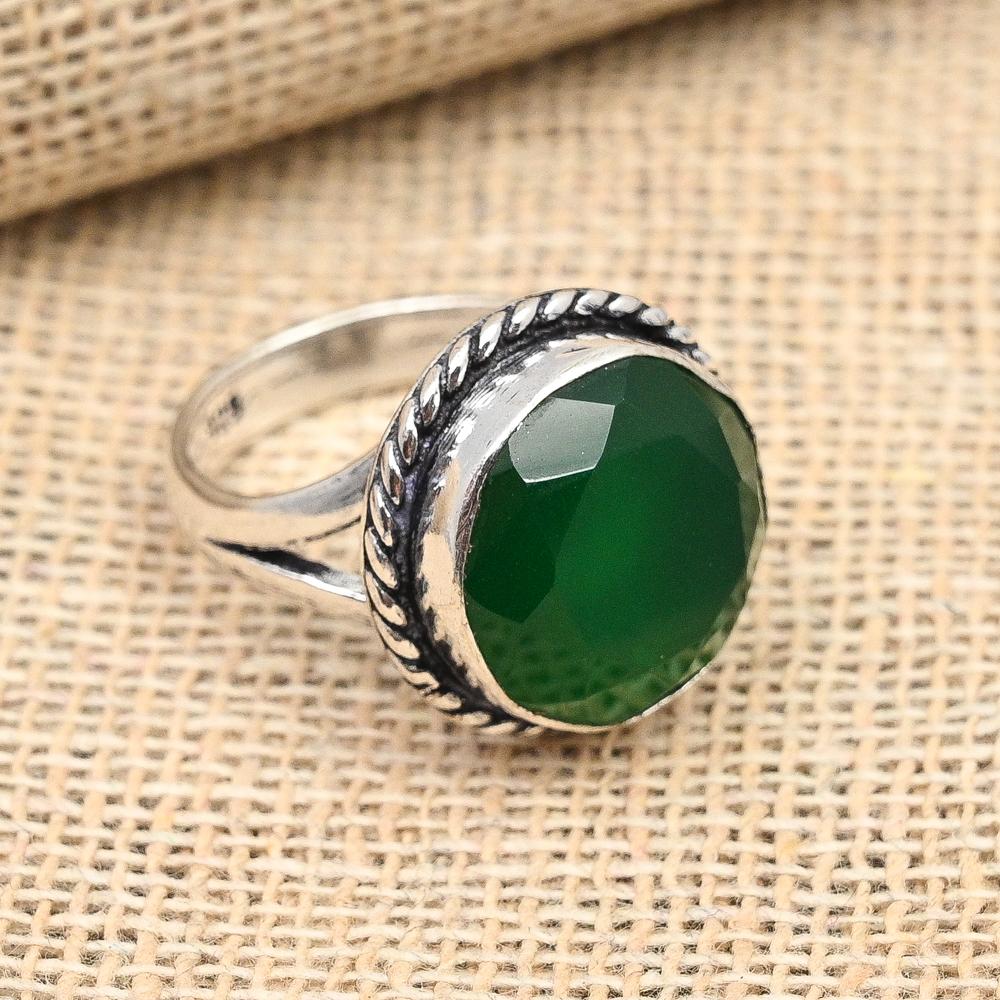 Bijuterii din argint solid 925 cu piatră prețioasă onix verde fațetate pentru femei