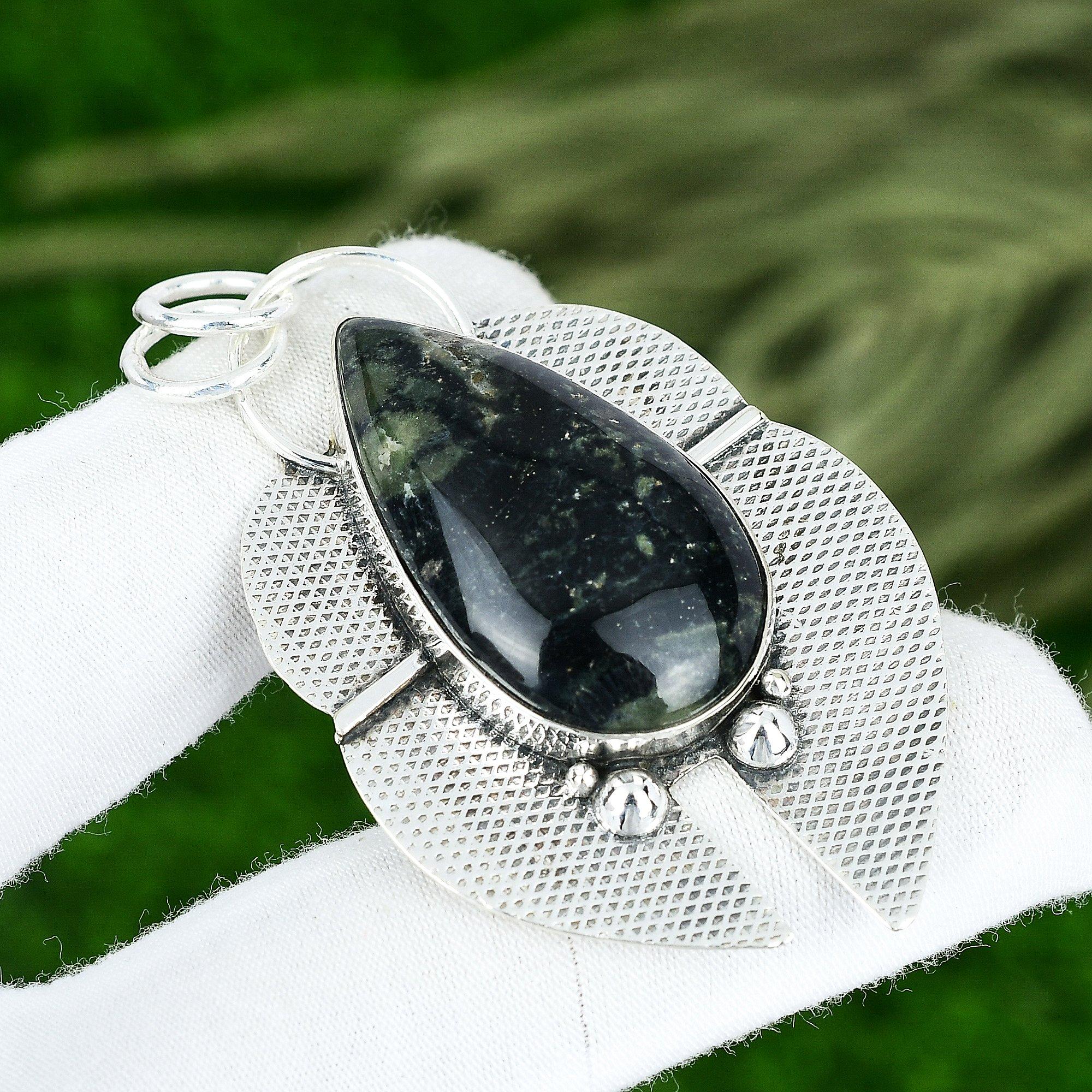 Memorial Day Deal Sterling Silver Kambaba Jasper Gemstone Elegant Ethnic Pendant