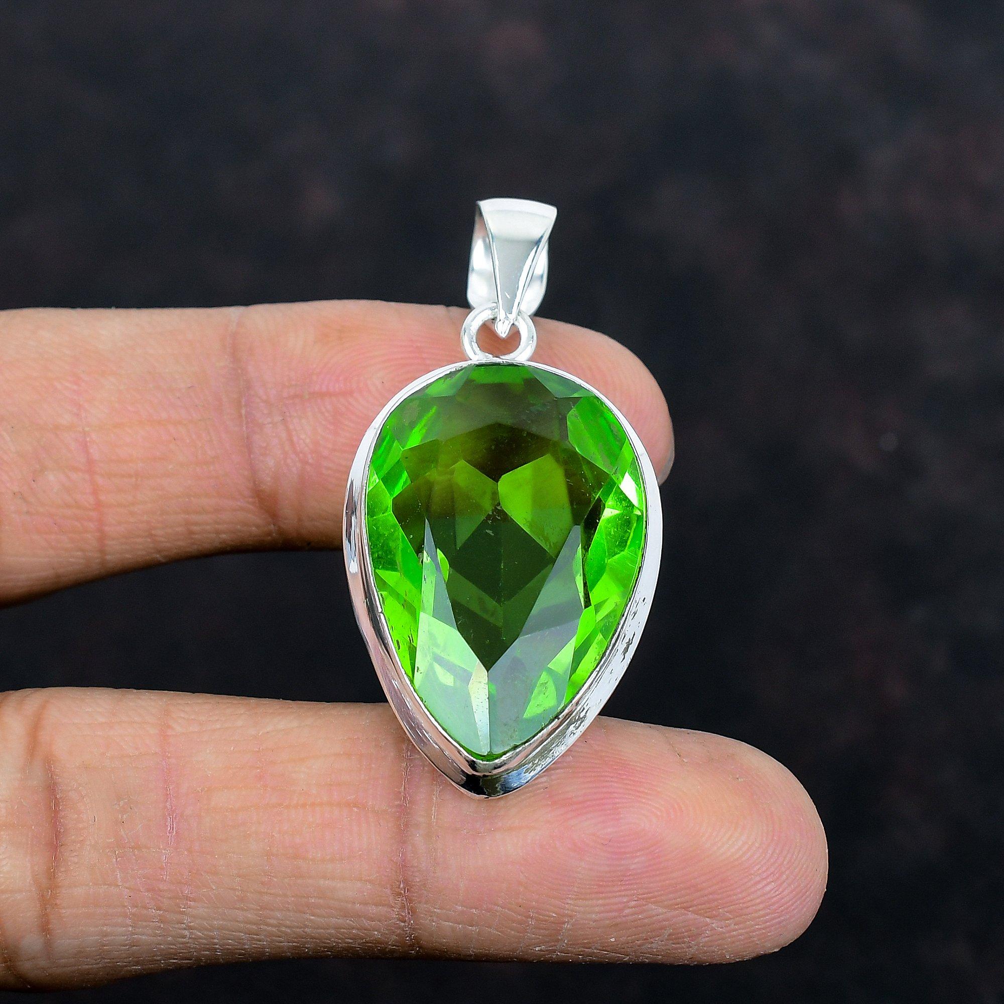 Faceted Peridot Pendant Gemstone Handmade Pendant 925 Sterling Silver Pendant Beautiful Peridot Jewelry Latest Design Pendant Gifts for Wife
