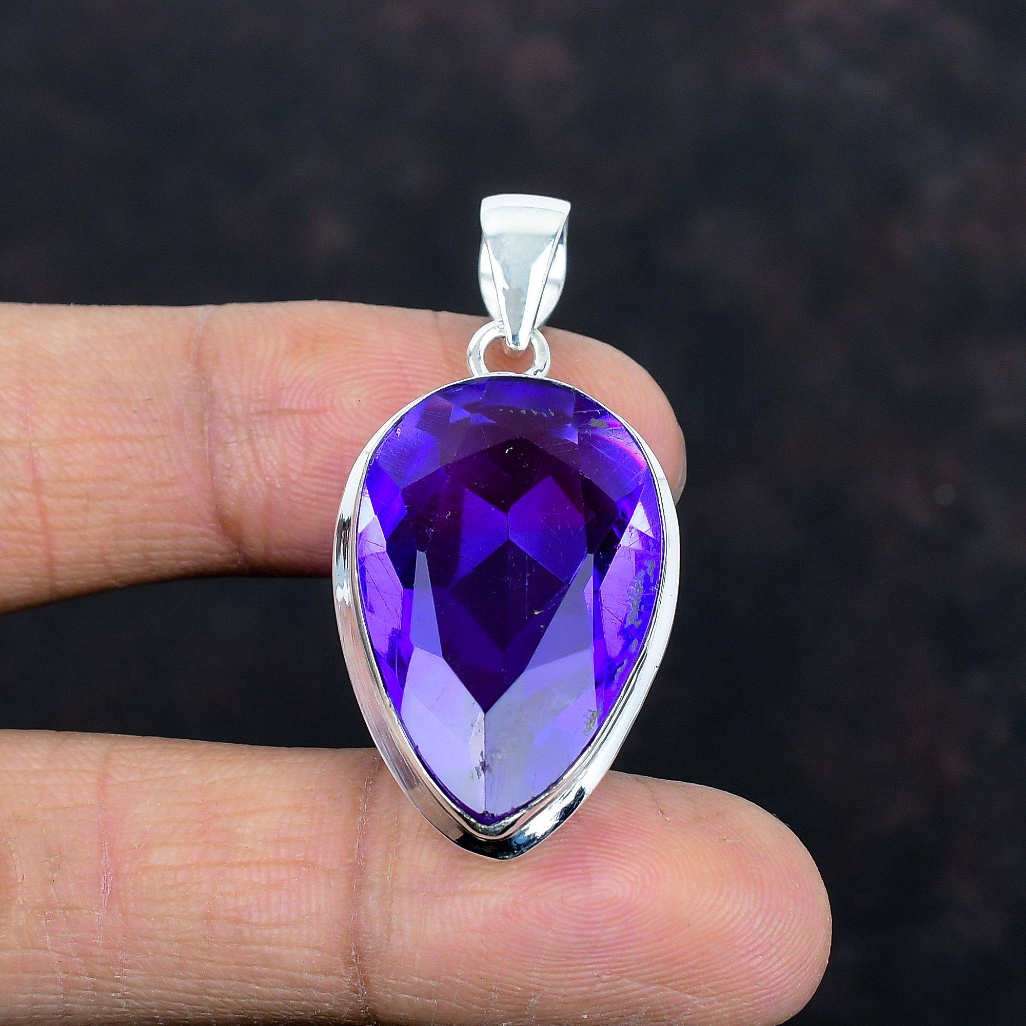 Faceted African Amethyst Pendant 925 Sterling Silver Pendant Very Pretty Gemstone Pendant Dainty Jewelry Handmade Pendant Gifts for Mother