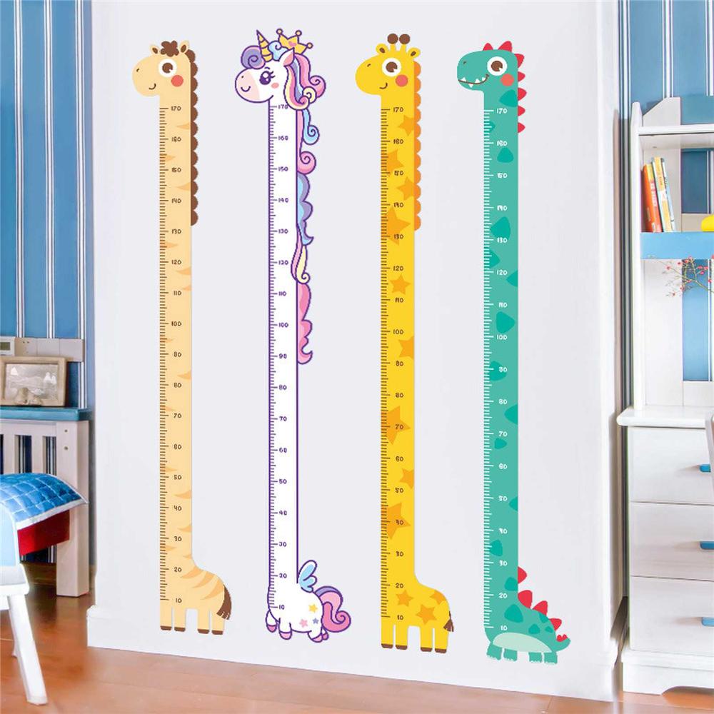 Cartoon Baby Dinosaur Kids Altezza Adesivo PVC autoadesivo Giraffa Unicorno Bambini Altezza Righello Animal Wall Decals Home Decor