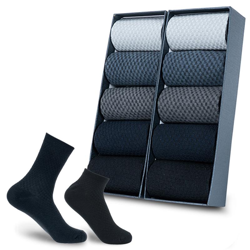 10 pares Primavera Verano hombres negocios calcetines de fibra de bambú transpirable desodorante antibacteriano calcetines casuales de alta calidad para hombre calcetines largos deportivos 5 colores