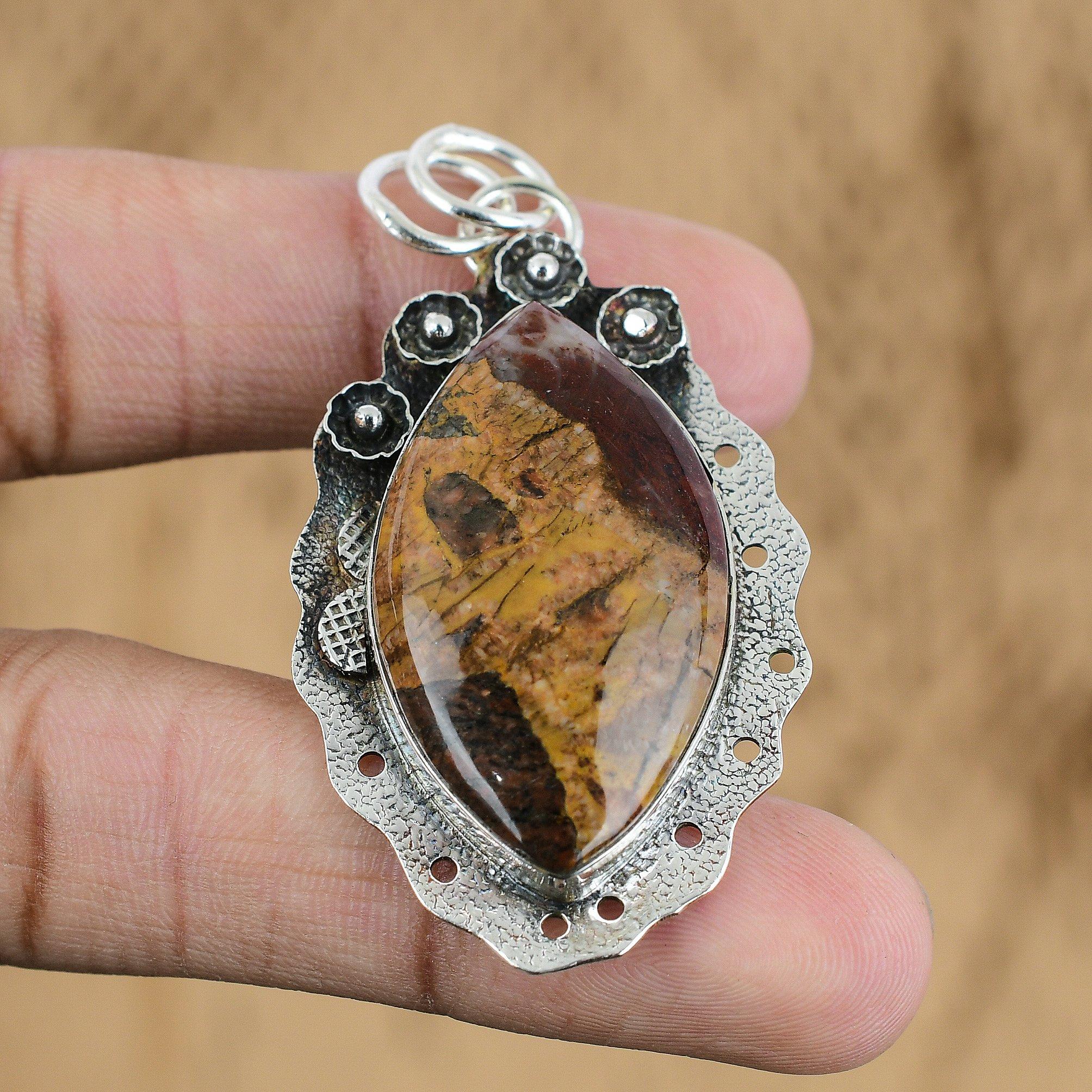 Mothers day Sale Natural Mookaite 925 Sterling Silver Handmade Pendant Jewelry