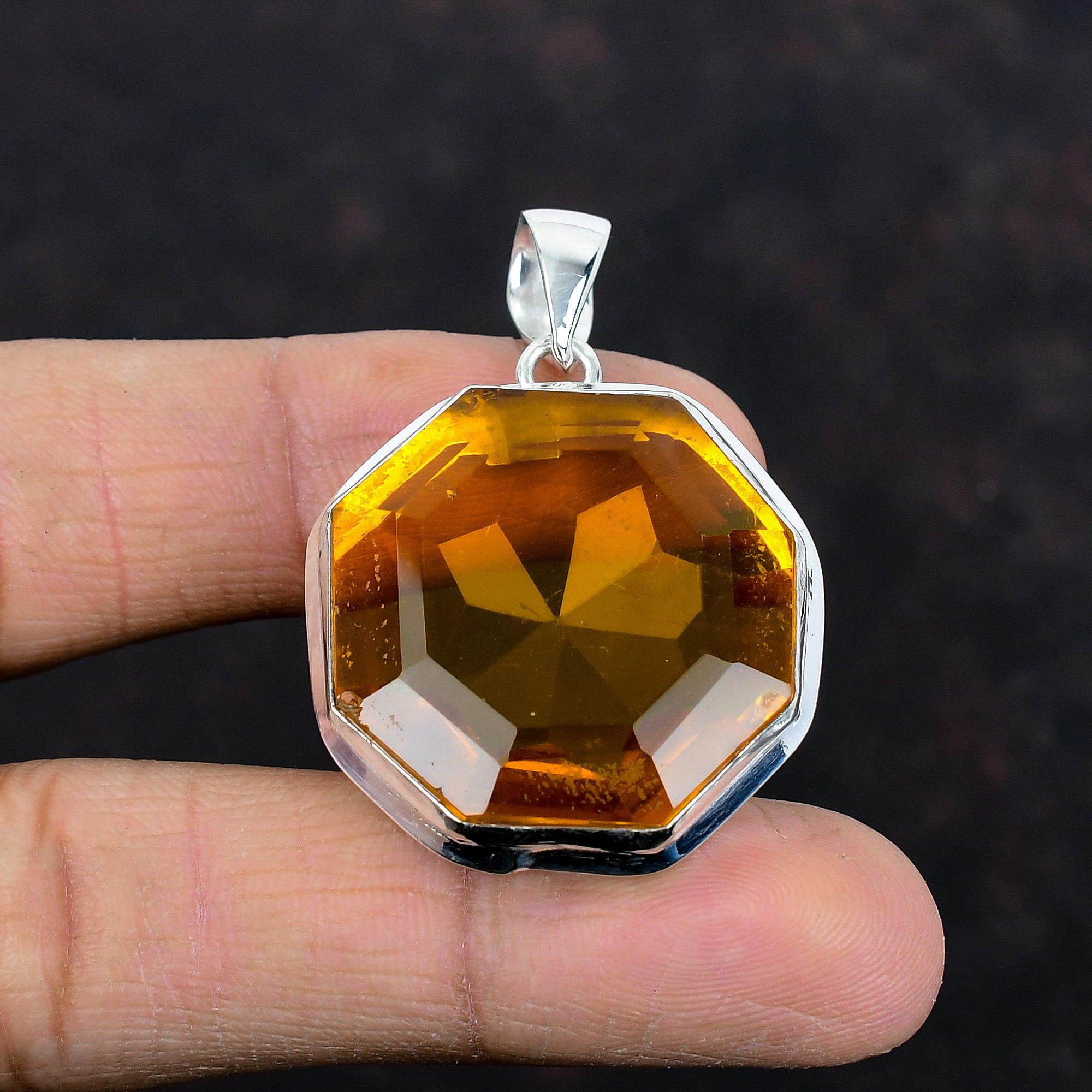 Faceted Citrine Pendant Original Gemstone Pendant 925 Sterling Silver Pendant Handmade Pendant Very Pretty Citrine Jewelry Anniversary Gifts