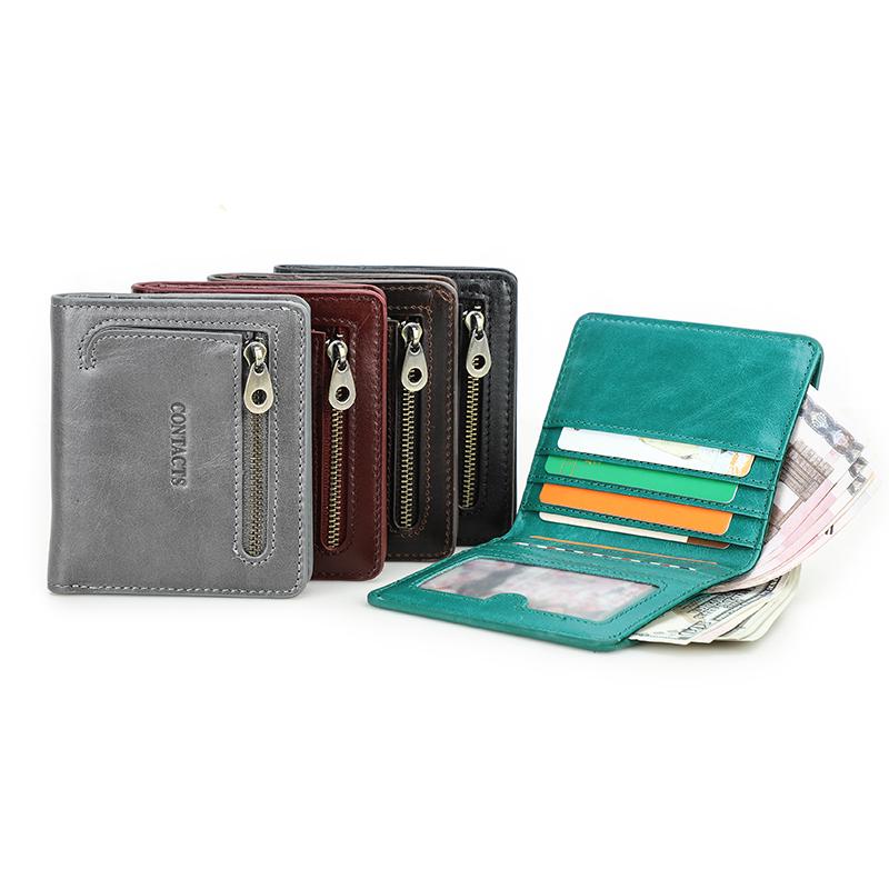 CONTACT'S Portafogli Sottili da Donna in Vera Pelle Porta carte RFID Portamonete Fermasoldi Piccoli Mini Portafogli Ultra Sottili Borse da Donna