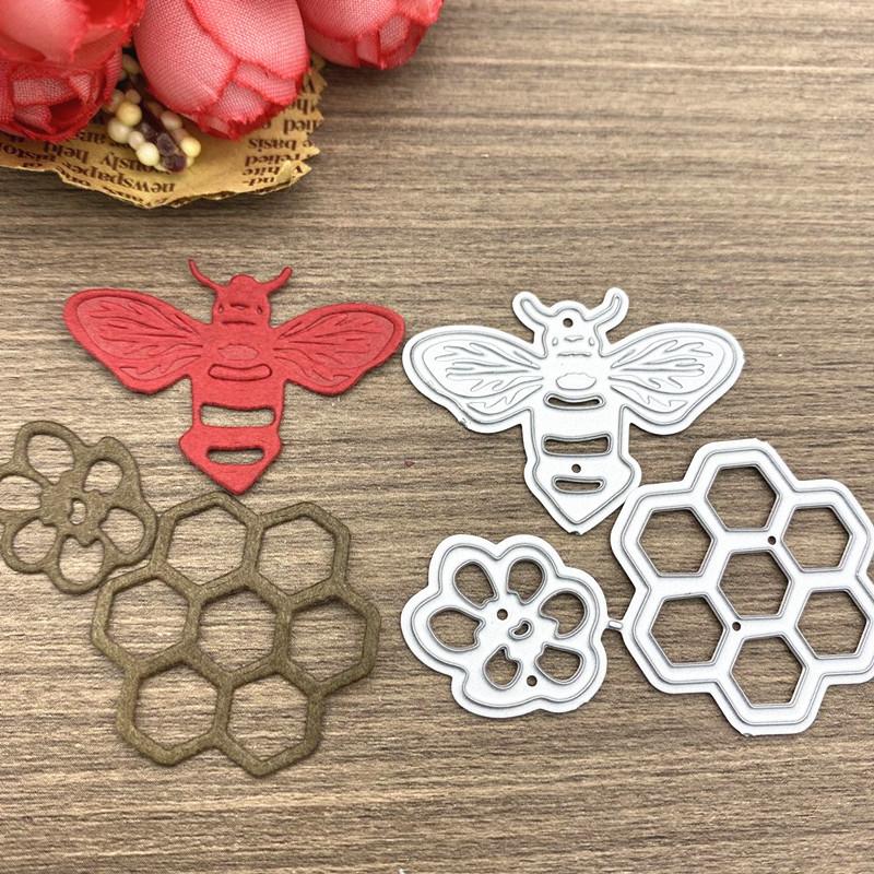 Bienen und Bienenstöcke Design Muster Metall Stanzformen DIY Scrapbooking Prägeschablone Papier Handwerk Album Vorlage