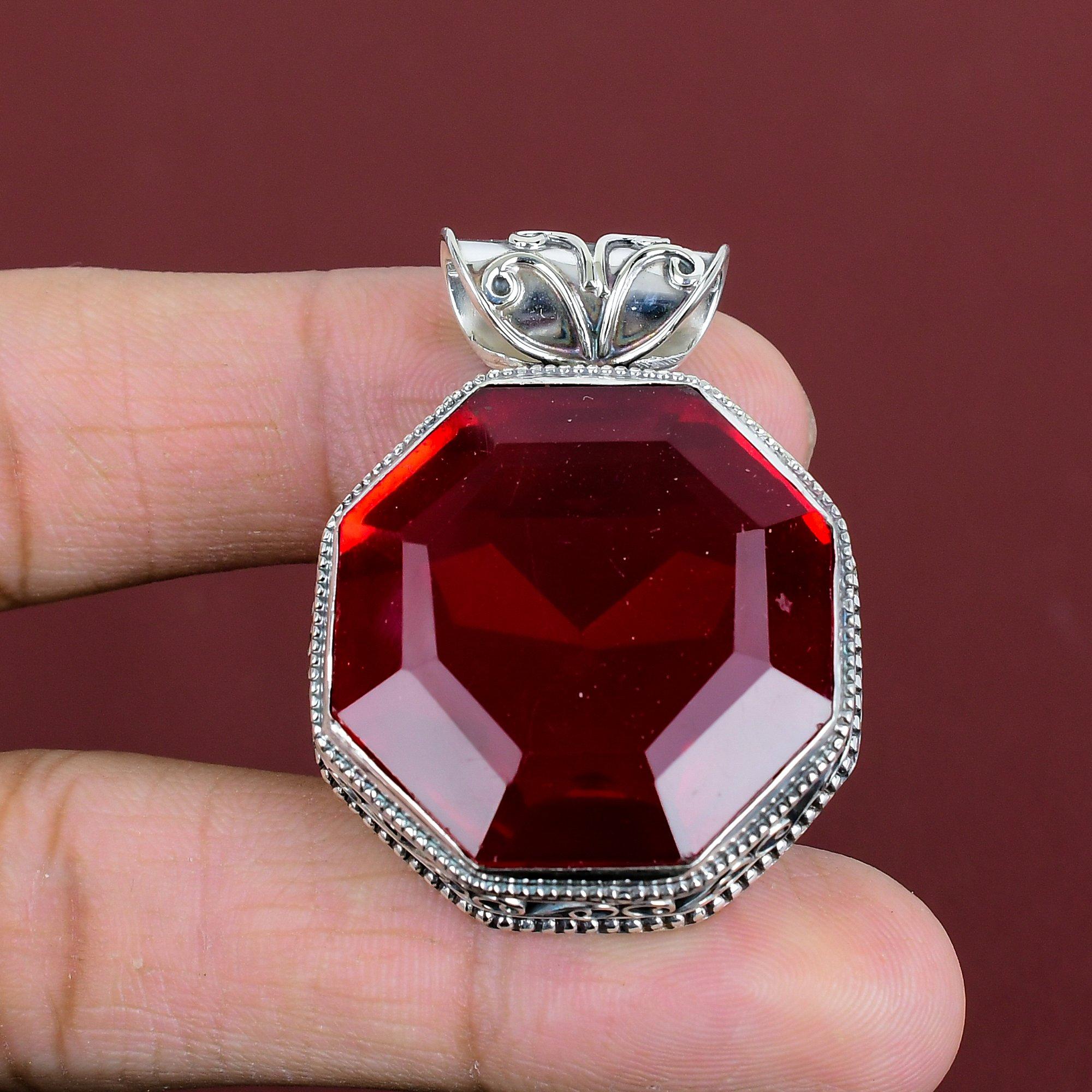 Faceted Mozambique Garnet Pendant Handmade Gemstone Jewelry 925 Sterling Silver Pendant Latest Design Pendant Vintage Pendant Gifts For Her