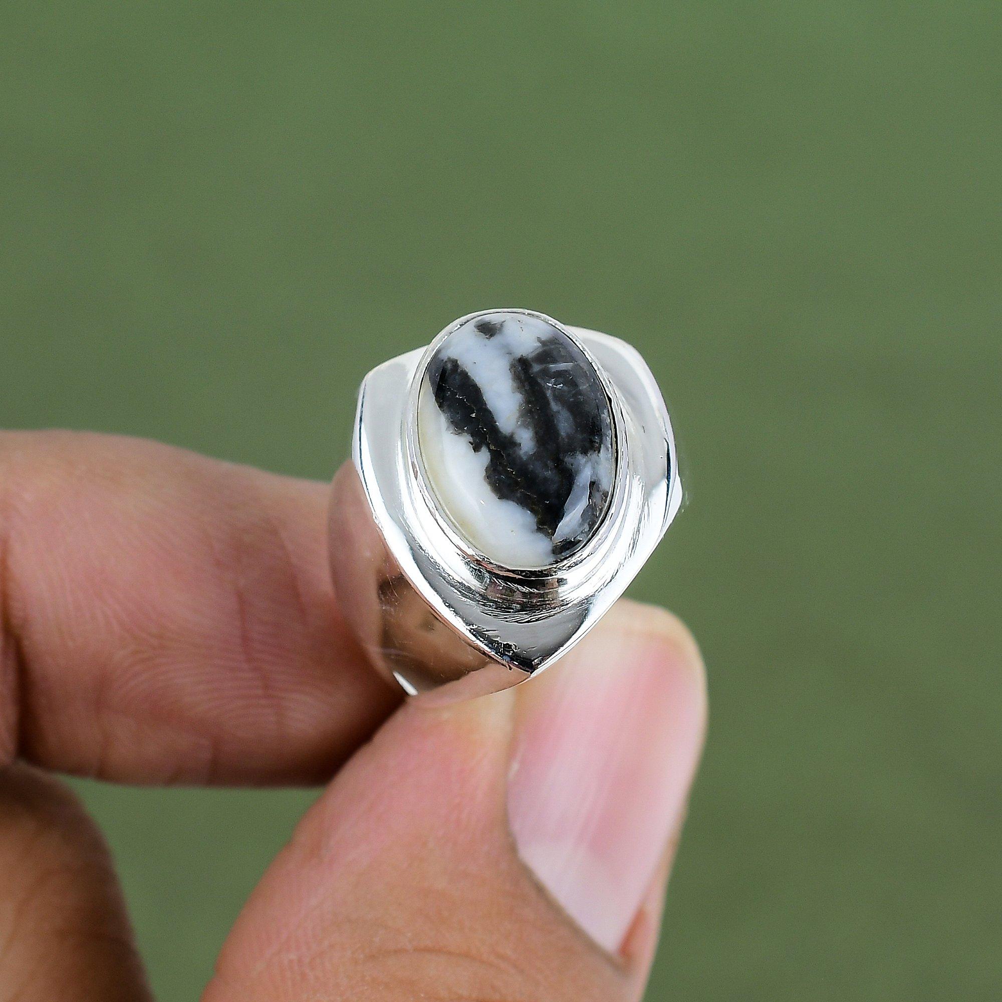 Ring mit weißem Büffeltürkis, 925er Sterlingsilber, handgefertigter Schmuck, edles Edelstein-Design, wunderschönes Geschenk für Sie, erhältlich in verschiedenen Ringgrößen