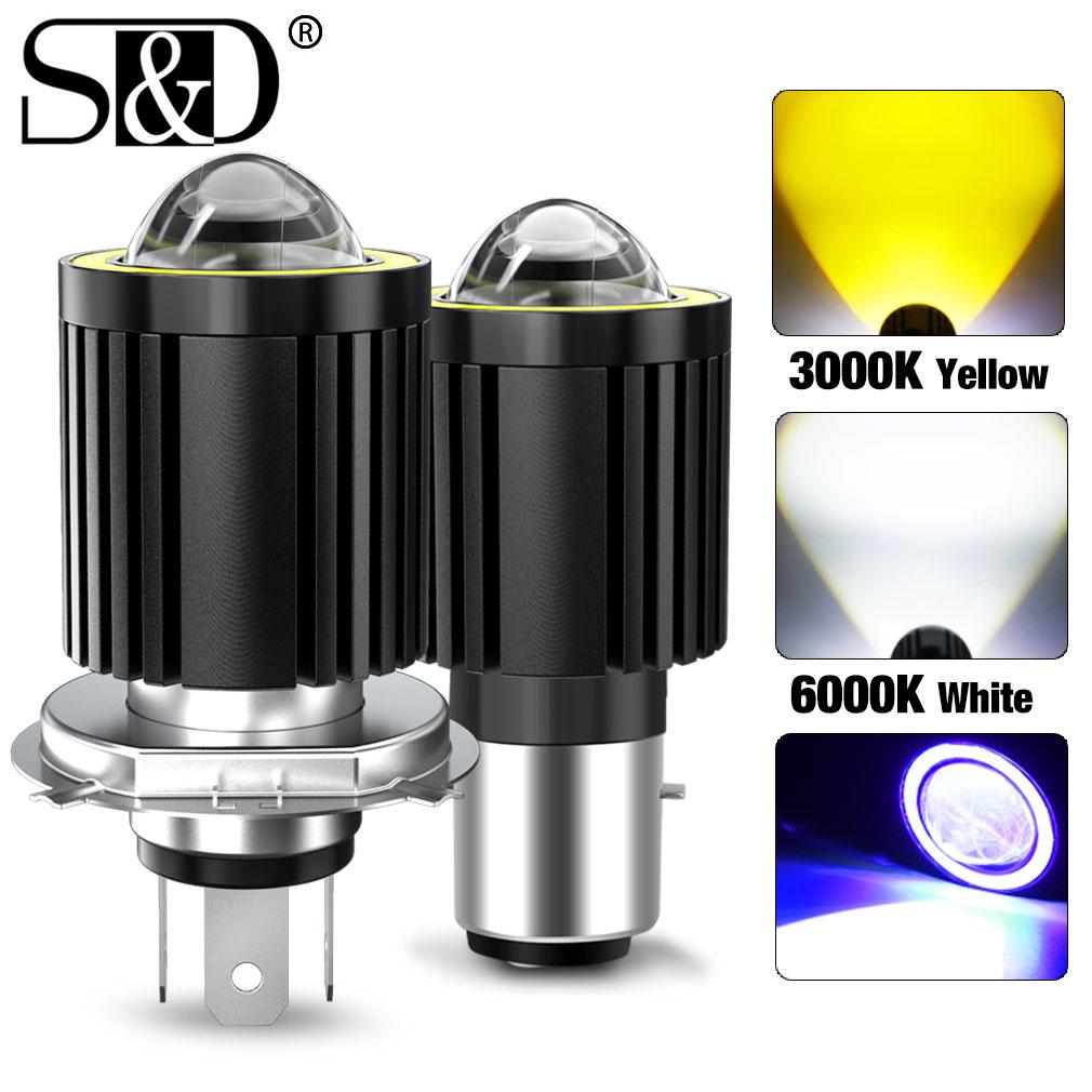1ks 12-80V univerzální H4 LED motocyklový světlomet 16000Lm BA20D H6 Angel Eye Motor led žárovka CSP čipová čočka Motocyklová čelovka bílá žlutá Hi Lo Beam