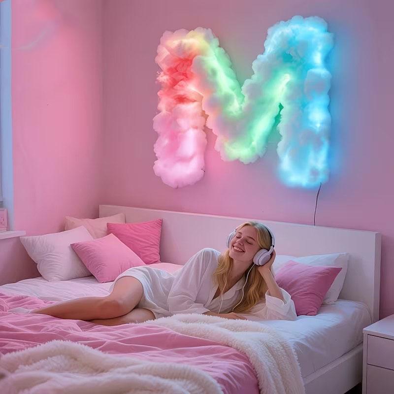 Lightning Cloud Lamp Iridescent Cloud Lamp DIY Letter-Shaped Decorative Lamp USB Powered Bedroom Christmas Atmosphere Lamp
