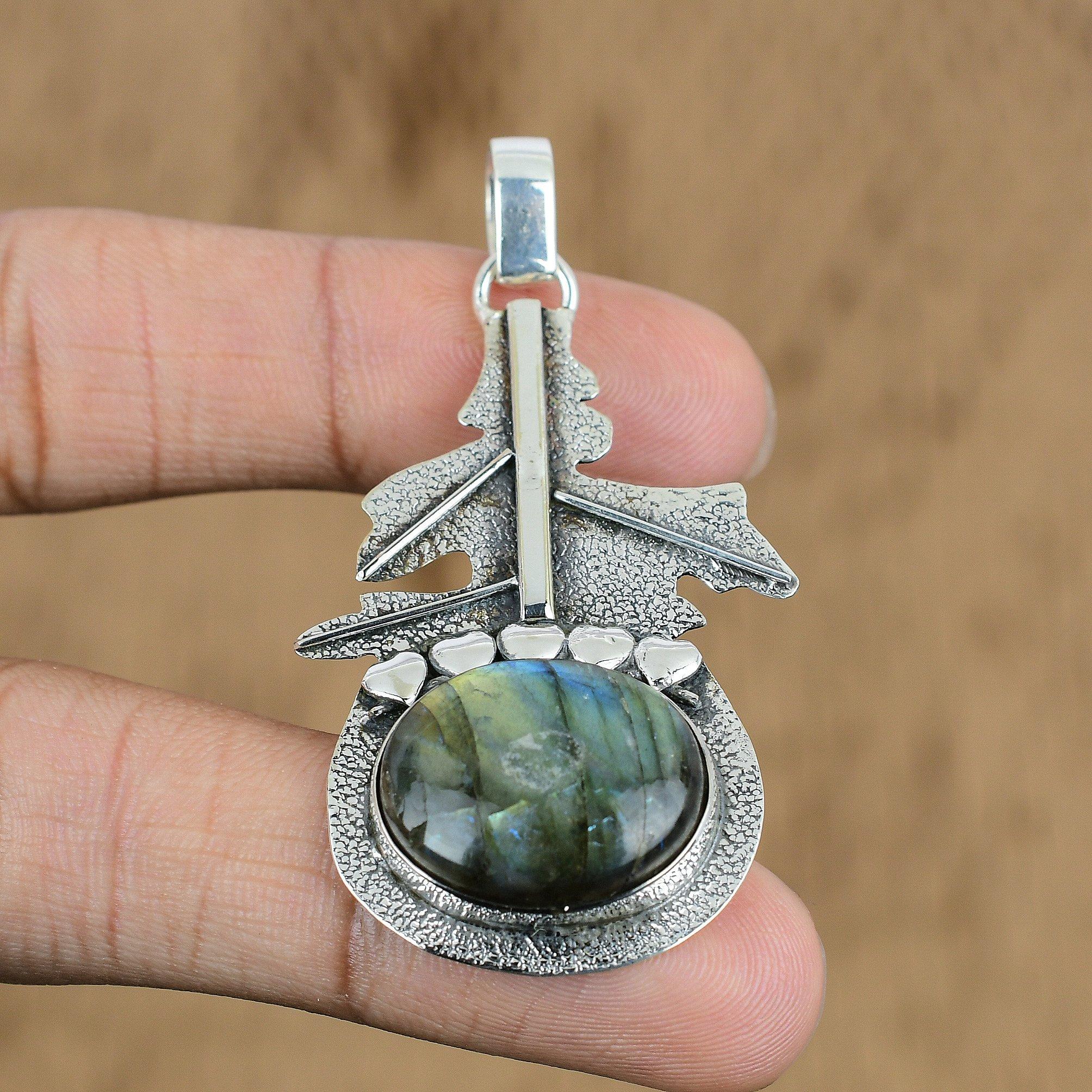 Mothers day Deal Natural Labradorite Sterling Silver Birthday Daughter Pendant