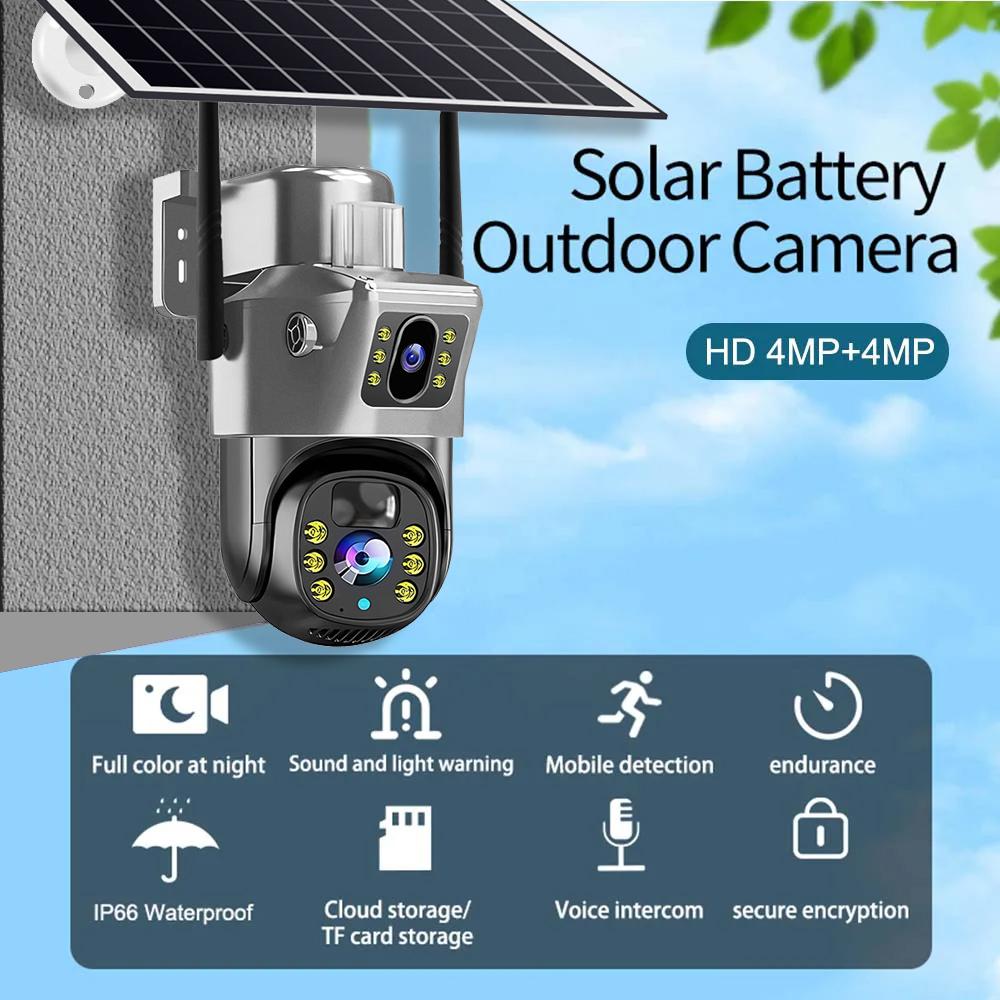 Outdoor Waterproof Solar Camera 4G/Wifi Home Full Color HD Remote Low Power Consumption Monitor with Night Vision