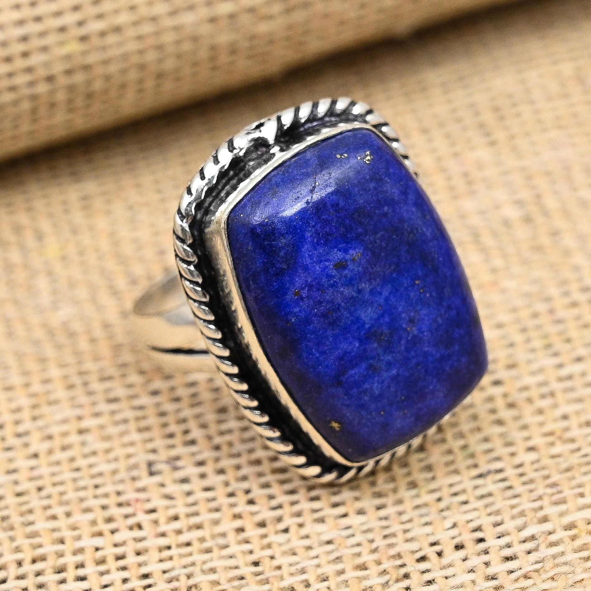 Lapis Lazuli Gemstone Handmade 925 Sterling Silver Ring Jewelry For Women