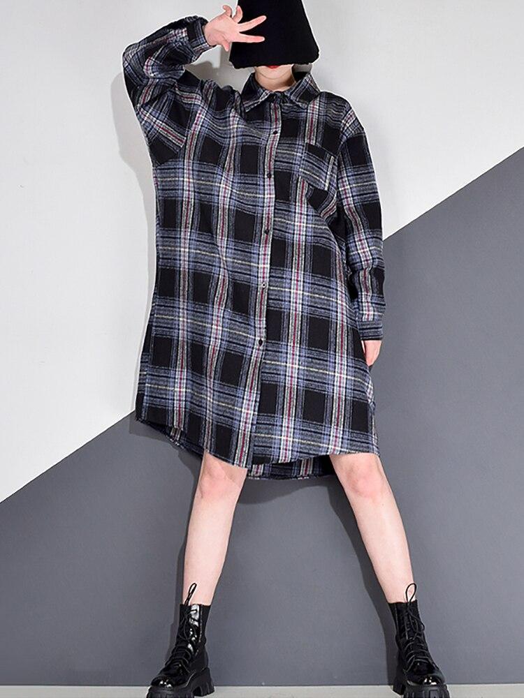 XITAO Striped lattice Blouse Fashion Women Shirt GCC2740