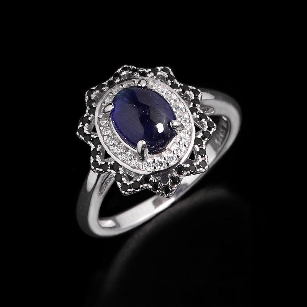 Inel Vintage din Argint Sterling 925 Safir Albastru Natural Umplut Pietre Prețioase Reale Bijuterii Fine de Lux Ușor pentru cadou de ziua de naștere pentru femei