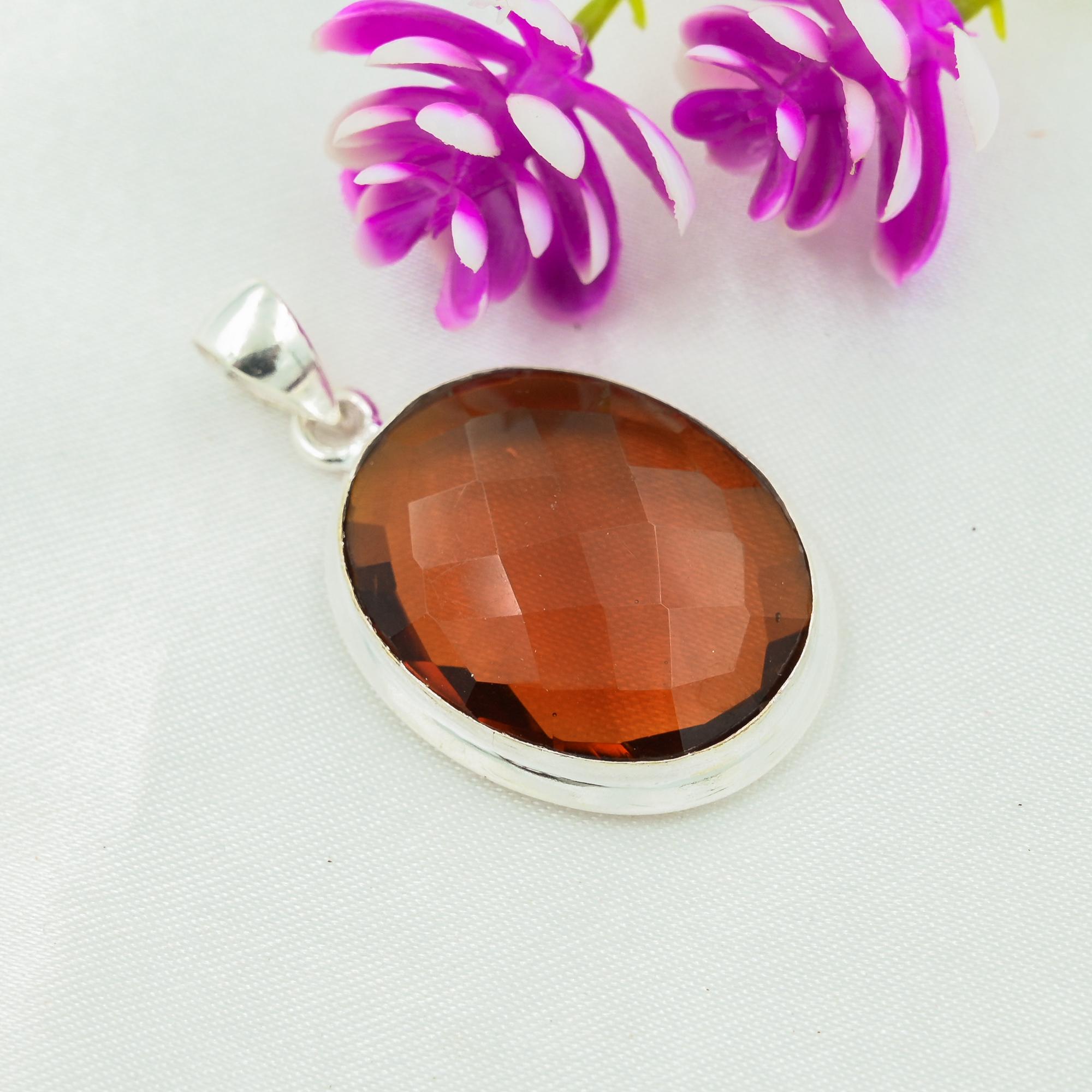 Citrine Pendant Gemstone Jewelry, 925 Solid Sterling Silver Pendant, Handmade Jewelry Birthstone Pendant, Gift For Him