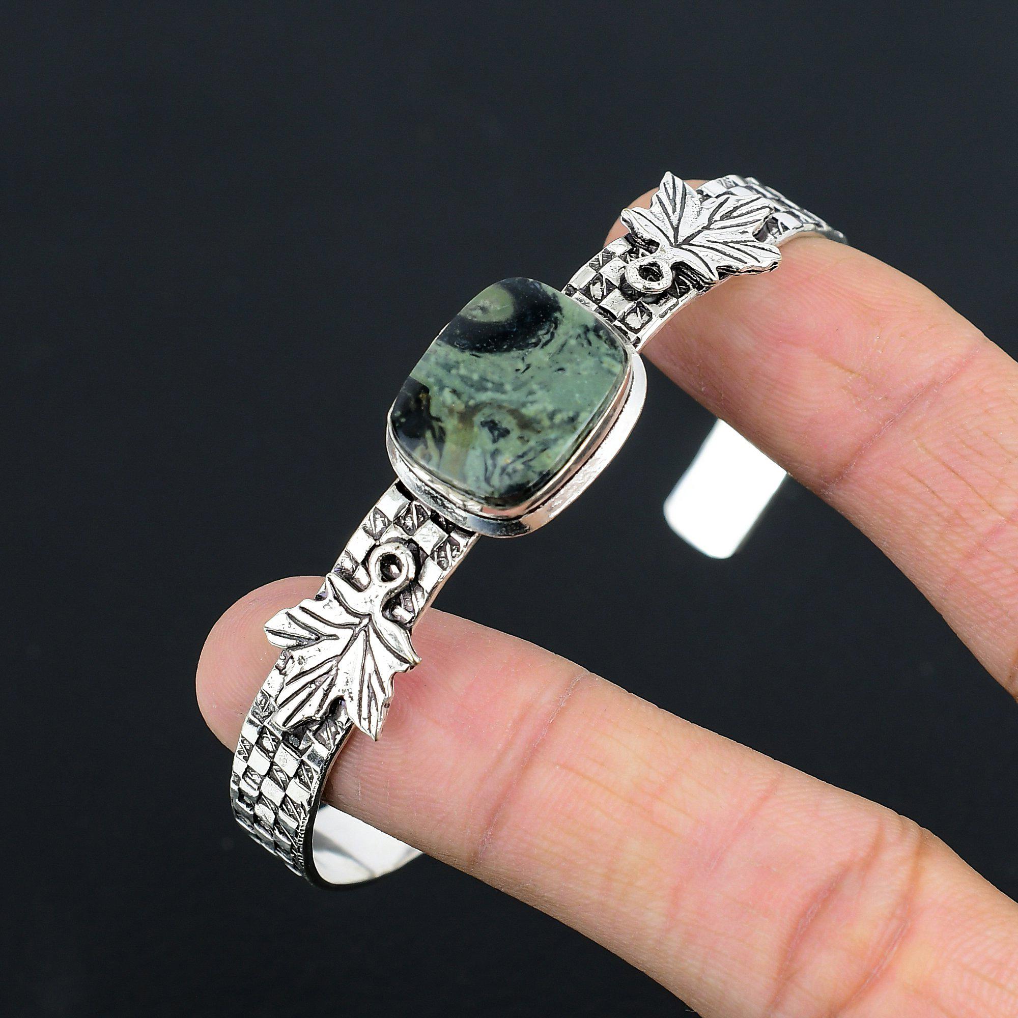 Mothers day Sale Kambaba Jasper Stone Sister Bangle Jewelry 925 Sterling Silver