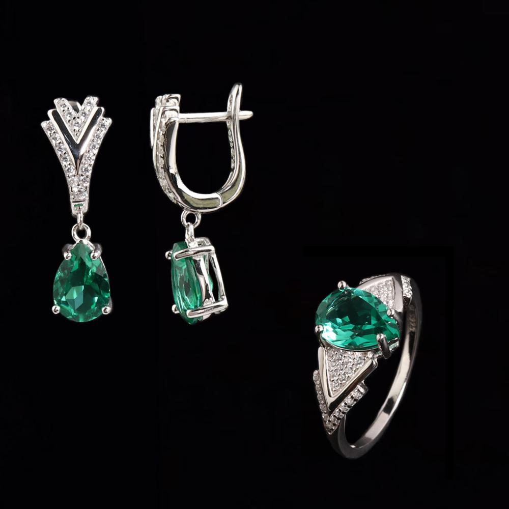 925 Sterlingsilber Ringverschluss Ohrringe Kreierter Smaragd Nano Birne 7*10mm Luxusschmuck für Frauen Geburtstags- und Partygeschenke