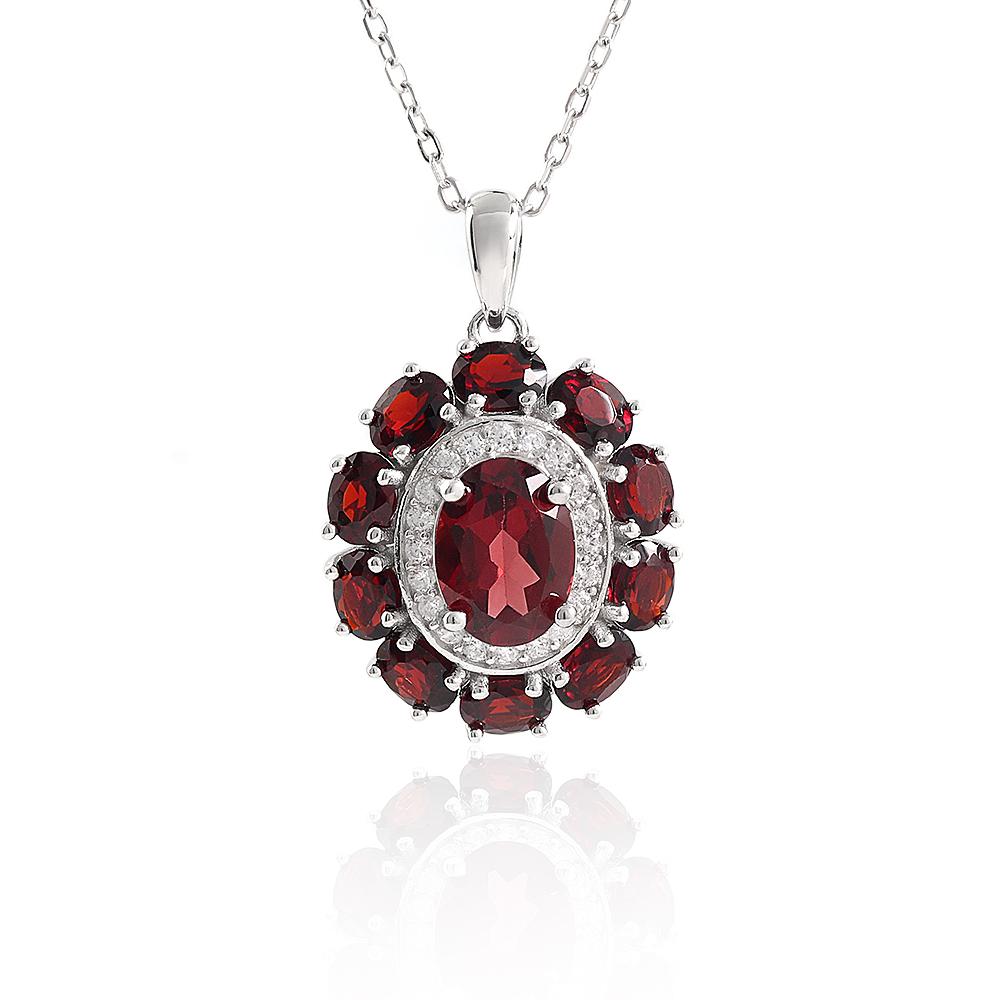 2026,Flower design 925 sterling silver necklace natural garnet pendant January Birthstone fine jewelry for women's birthday gift