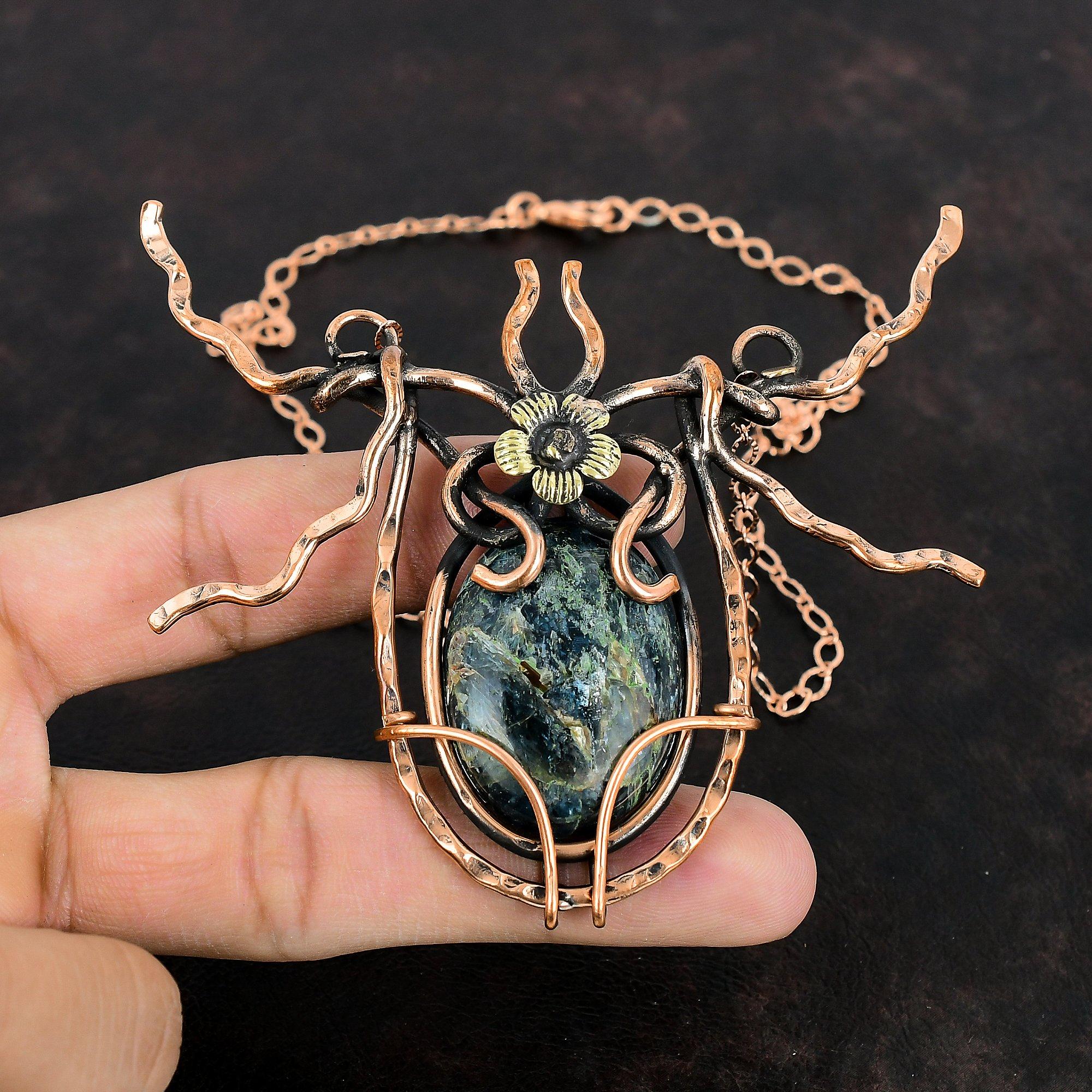 Kyanite Necklace Copper Wire Wrapped Necklace Adjustable Necklace Handmade Copper Jewelry Gemstone Necklace Designer Jewelry Engagement Gift