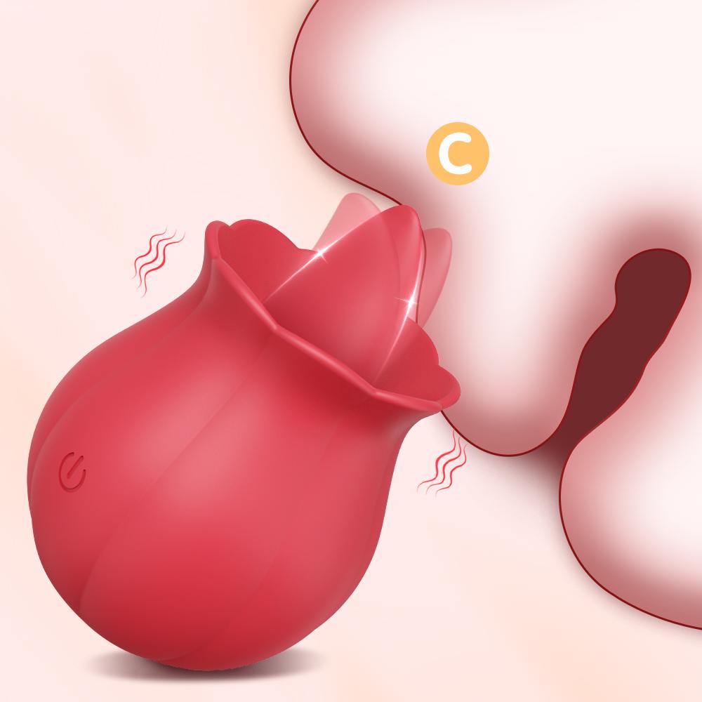 Rose Lecken Dildo Vibrator Nippel Klitoris Stimulator Vibrierendes Ei Zunge Lecken Klitoris Sauger Sex Spielzeug Erwachsene Spielzeug für Frauen