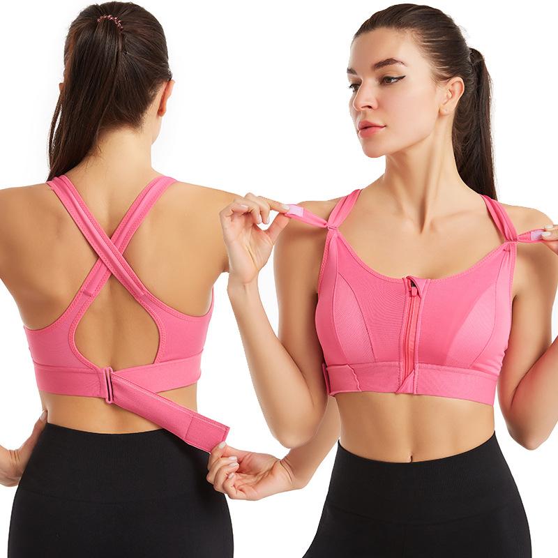 Reggiseno sportivo da donna con cerniera frontale, intimo senza fili antiurto, gilet da corsa per reggiseni sportivi da yoga taglie forti femminili
