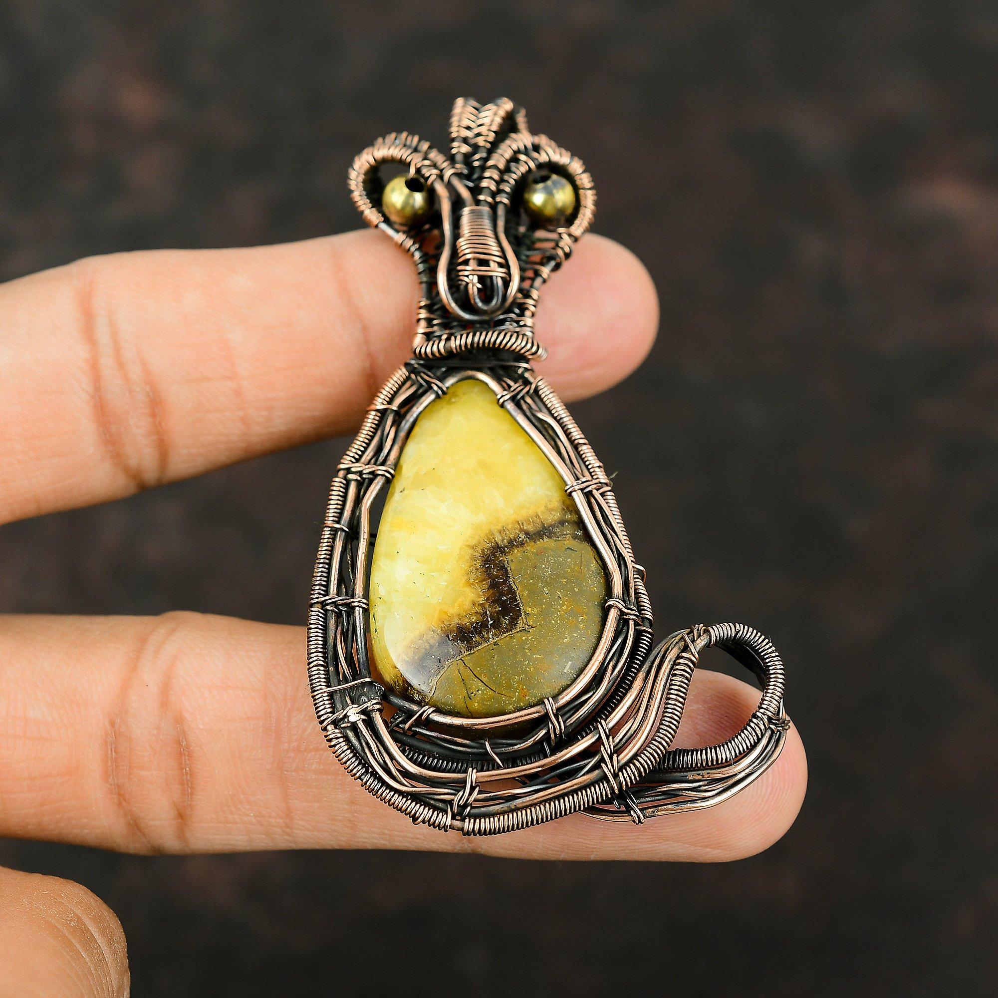 Septarian Gemstone Pendant Copper Wire Wrapped Pendant Handmade Women Pendant Gift For Mother Unique Copper Jewelry Septarian Stone Jewelry