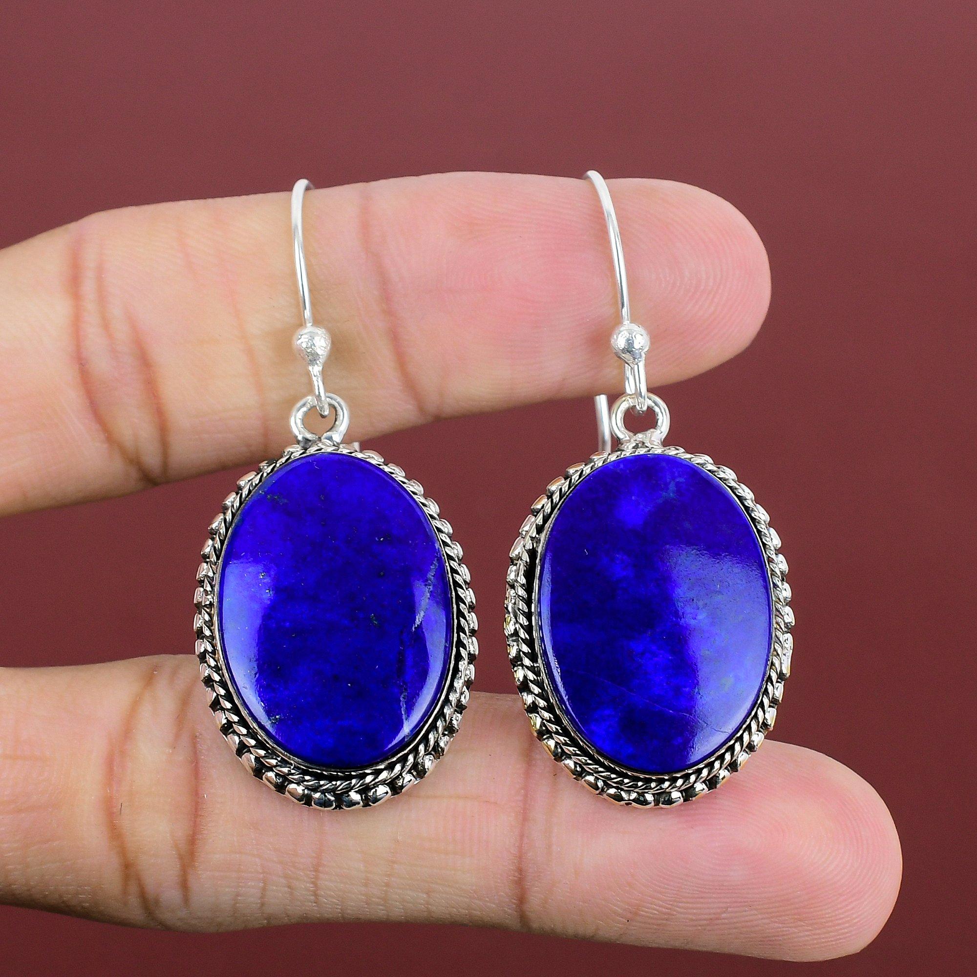Lapis Lazuli Earrings Natural Gemstone Earring Vintage Jewelry 925 Sterling Silver Earring Handmade Earring Designer Jewelry Gifts For Women