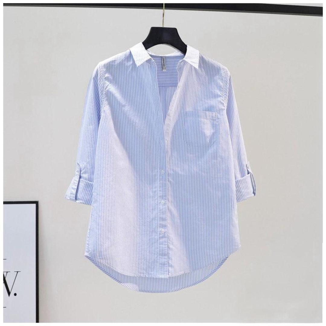 Spring Autumn Women Striped Shirts Long Sleeve Casual Cotton Blouse Lady Tops Female Clothing