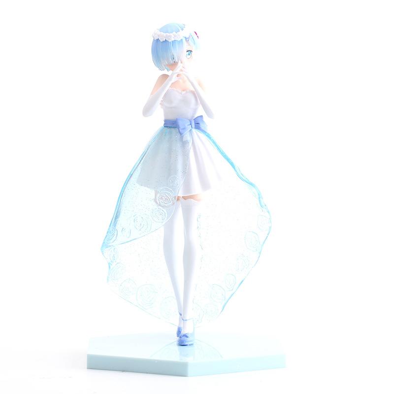 Anime Rem Figure Mireasa Crystal Dress Dress Figure RE: Jucărie model de viață fără pornire într-o altă lume