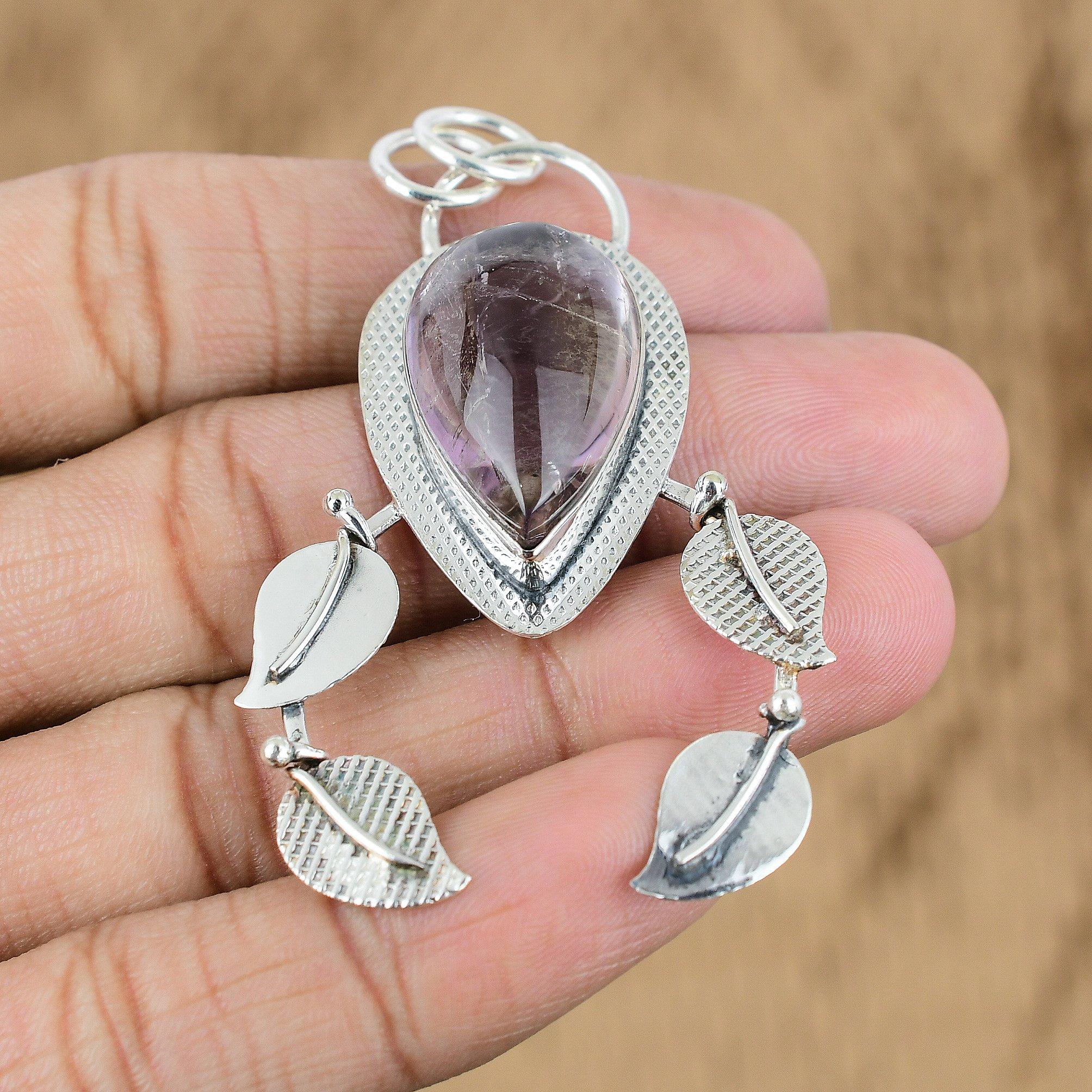 Pear Ametrine Stone Trendy Birthday Daughter Art Deco Artisan Pendant 925 Silver