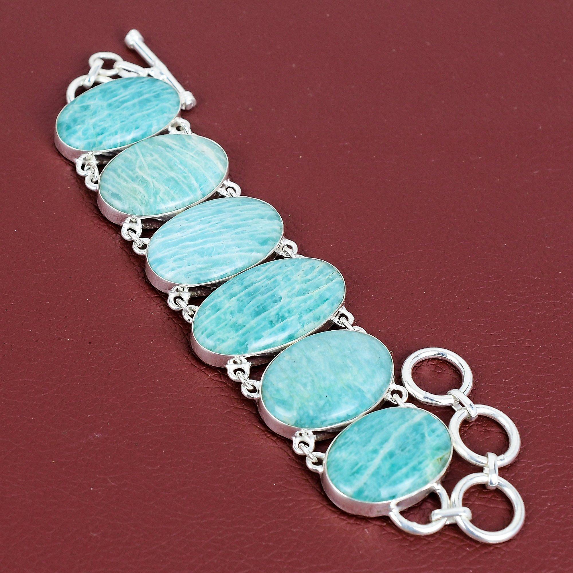 Amazonite bracelet 925 sterling silver bracelet adjustable chain bracelet natural gemstone bracelet handmade elegant jewelry gifts for women