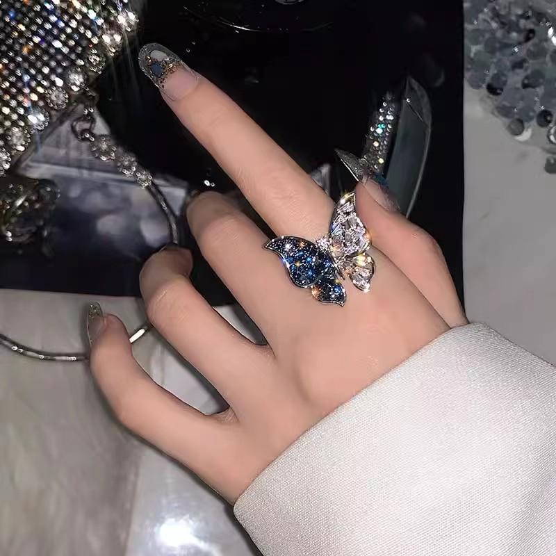 Butterfly Rings Punk Vintage Metal Adjustable Women's Ring Fashion Exquisite Anime Insect Ring Gothic Jewelry New Year