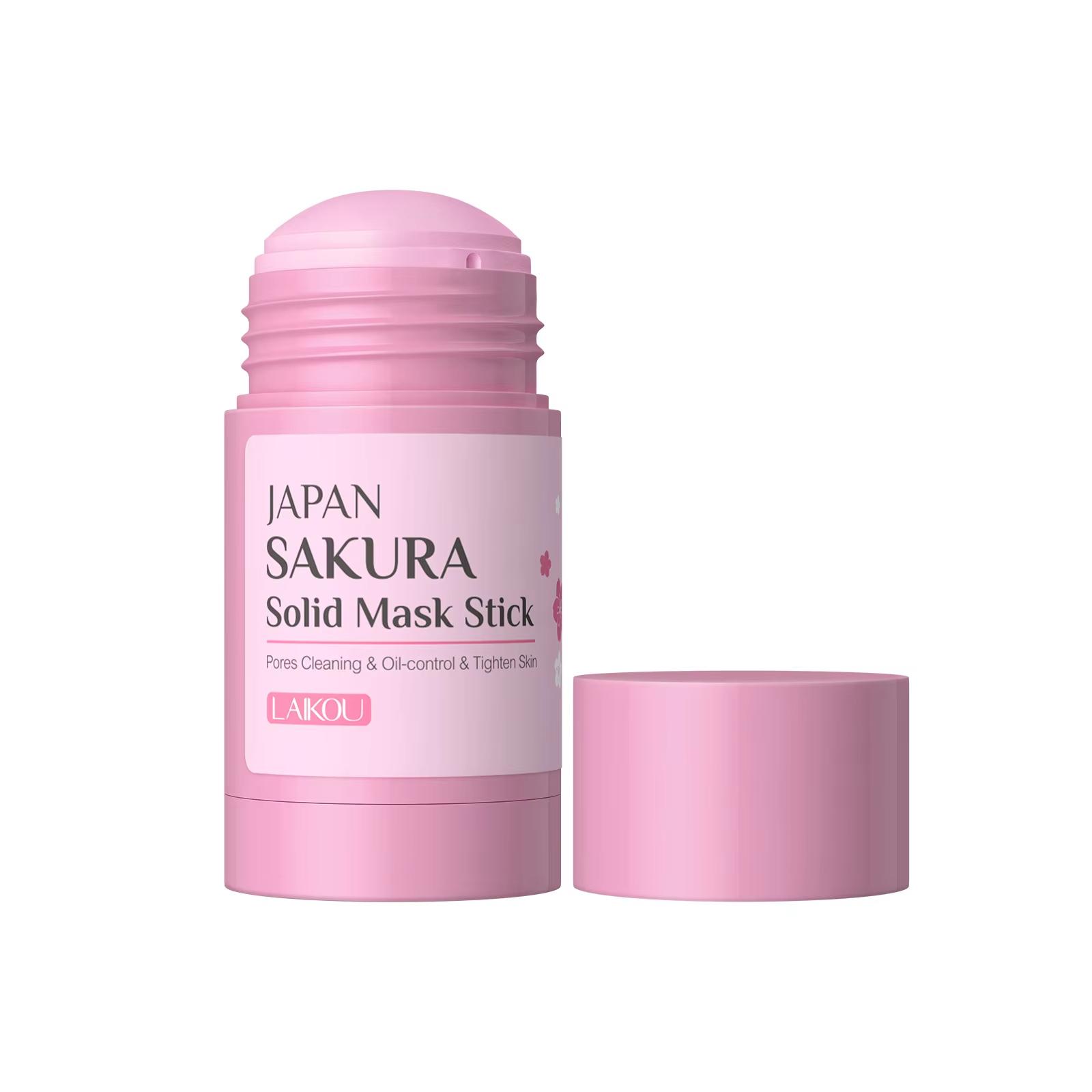 LAIKOU Sakura Solid Face Mask Stick Deep Cleanser Facial Mask Reduces Blackhead Pores Oil Control Moisturizing Mud Face Mask 45g