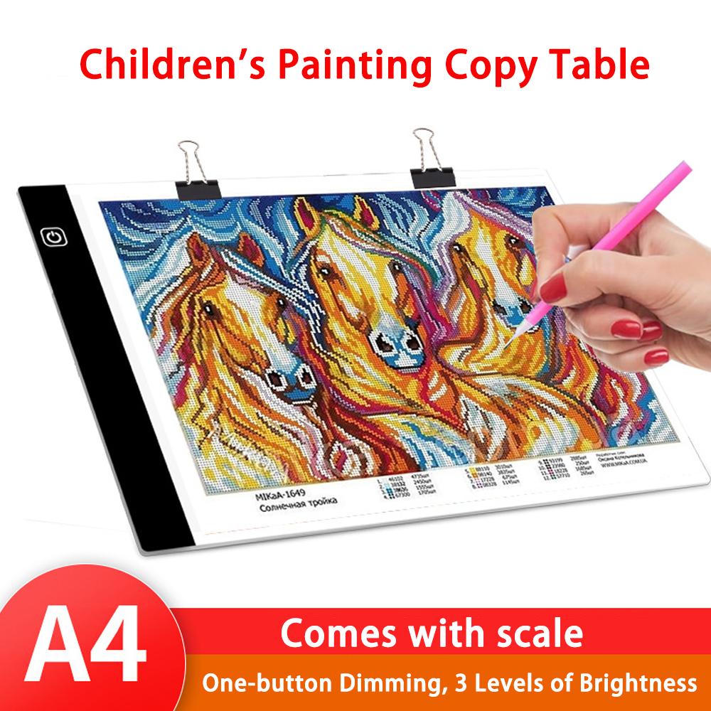 A4 LED Graphic Tablet, Writing Pad, Painting, Light Box, Drawing Tablet, Copy, Diamond Painting Accessories, 3 Brightness Levels