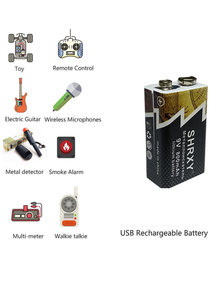 Kit Batteria Ricaricabile Li-ion 9V 850mAh E Caricabatterie Per Sistema Di Allarme Multimetro Rilevatore Di Fumo Microfono Controller - Foto 10