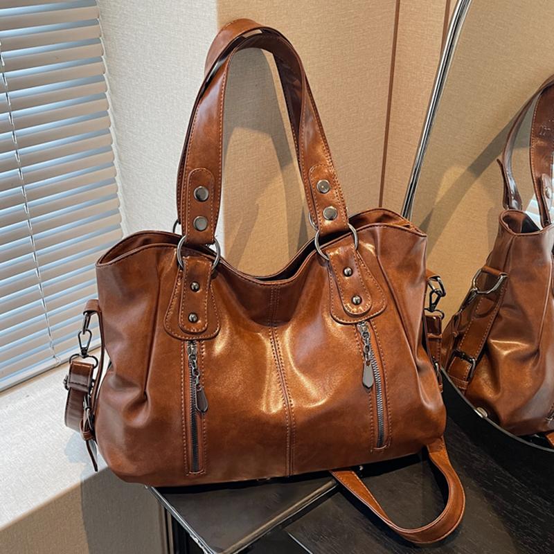 Geantă de mână pentru femei din piele moale, geantă de umăr și crossbody cu buzunare multiple, geantă de mână de zi cu zi la modă cu capacitate mare, stil vintage