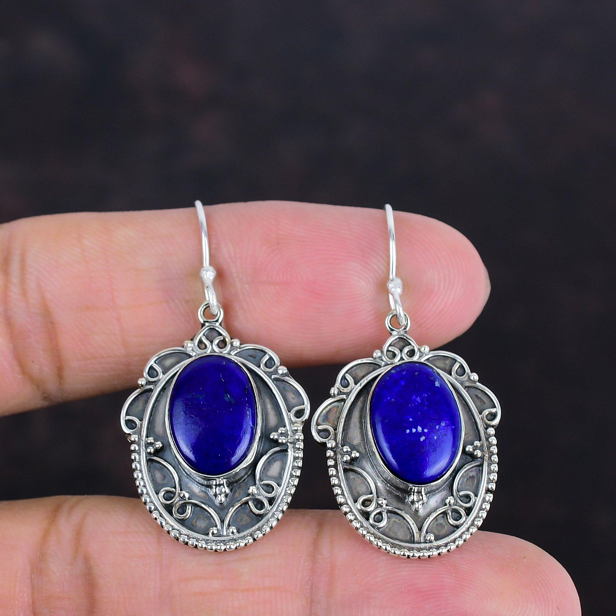 Lapis Lazuli Earrings Natural Gemstone Jewelry Handmade Earrings 925 Sterling Silver Earring Vintage Earring Wedding Gifts Brand New Jewelry