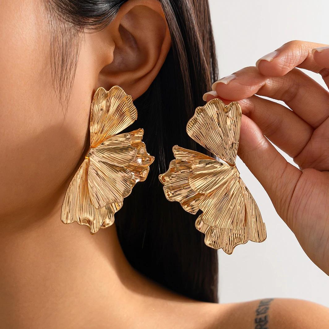 Maple Leaf Stud Earrings for Women Punk Geometric Piercing Earring Grunge Jewelry Steampunk Accessories