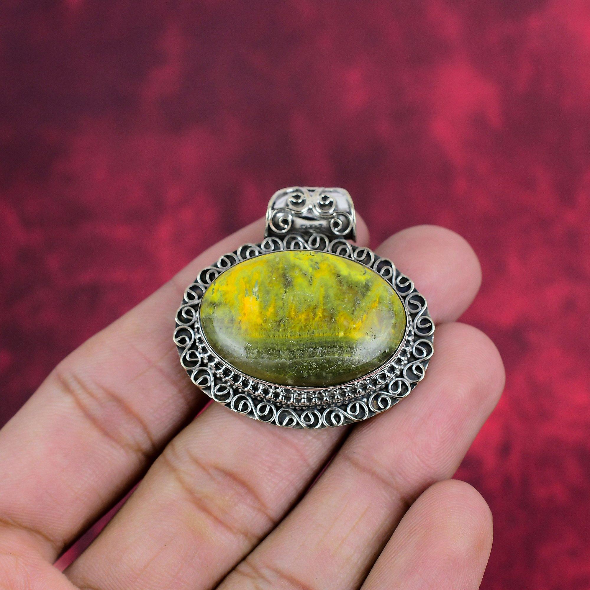 Hänge av hummeljaspis, 925 Sterlingsilver Ädelstenssmycken, Handgjort hänge, För Mors dag