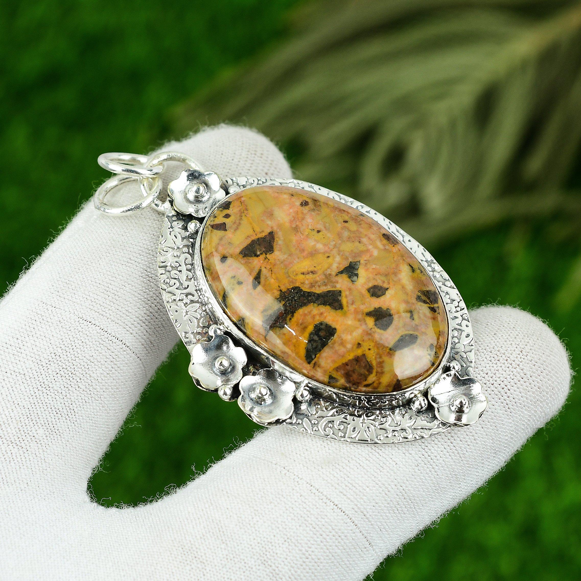 Naturlig Bauxit Ädelstenshänge 925 Sterling Silver Indiska Smycken För Flickor